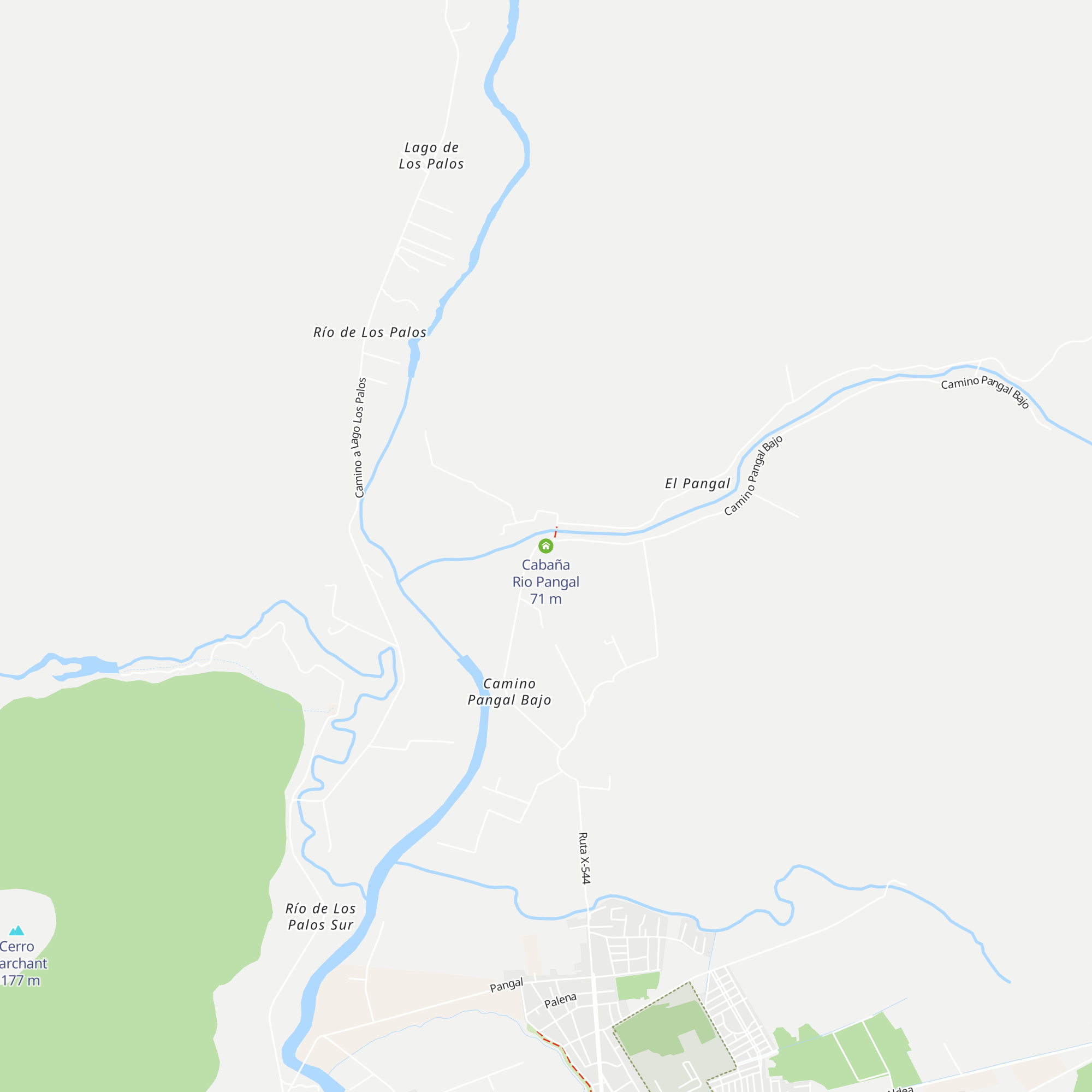 Cabaña Rio Pangal map