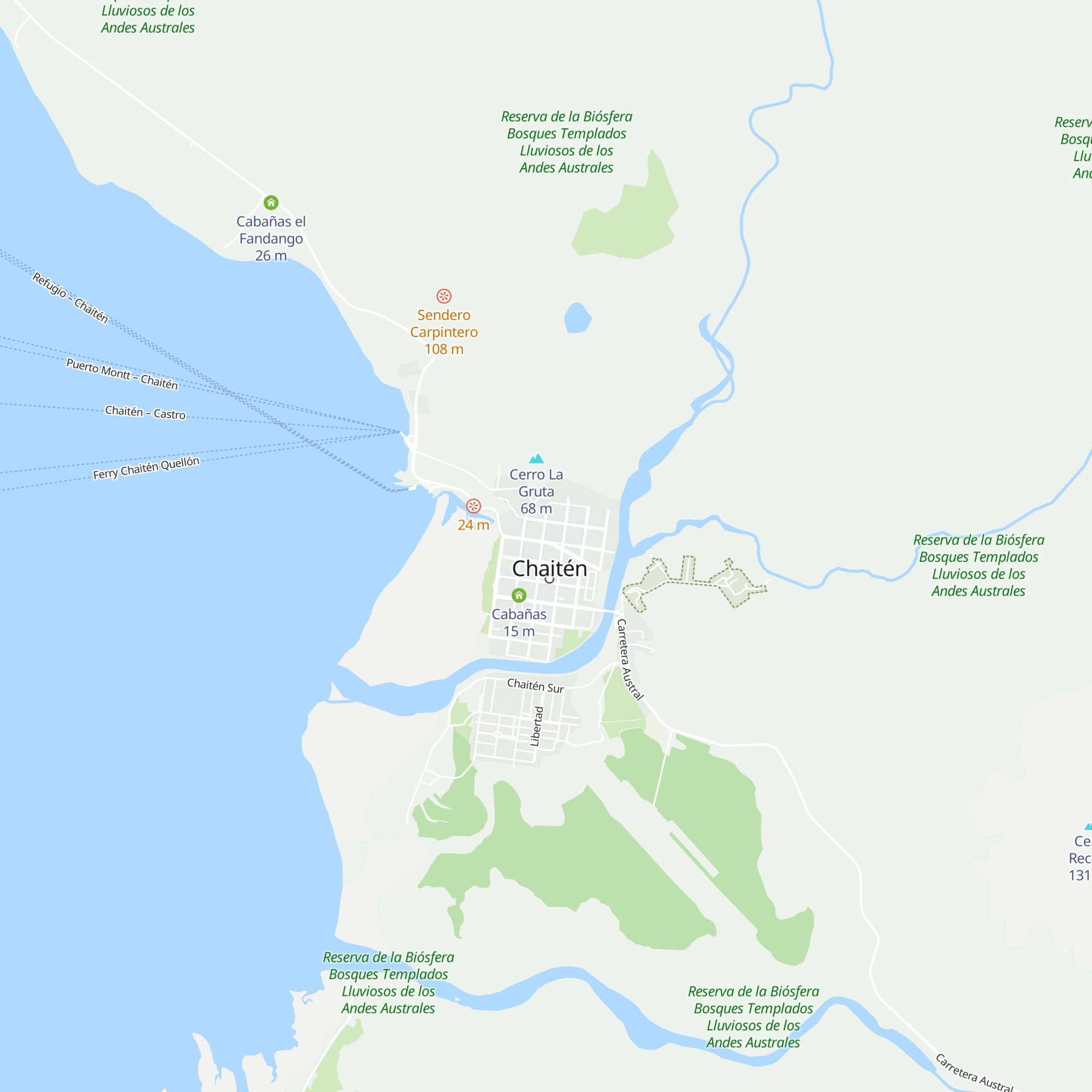 Cabañas Central map