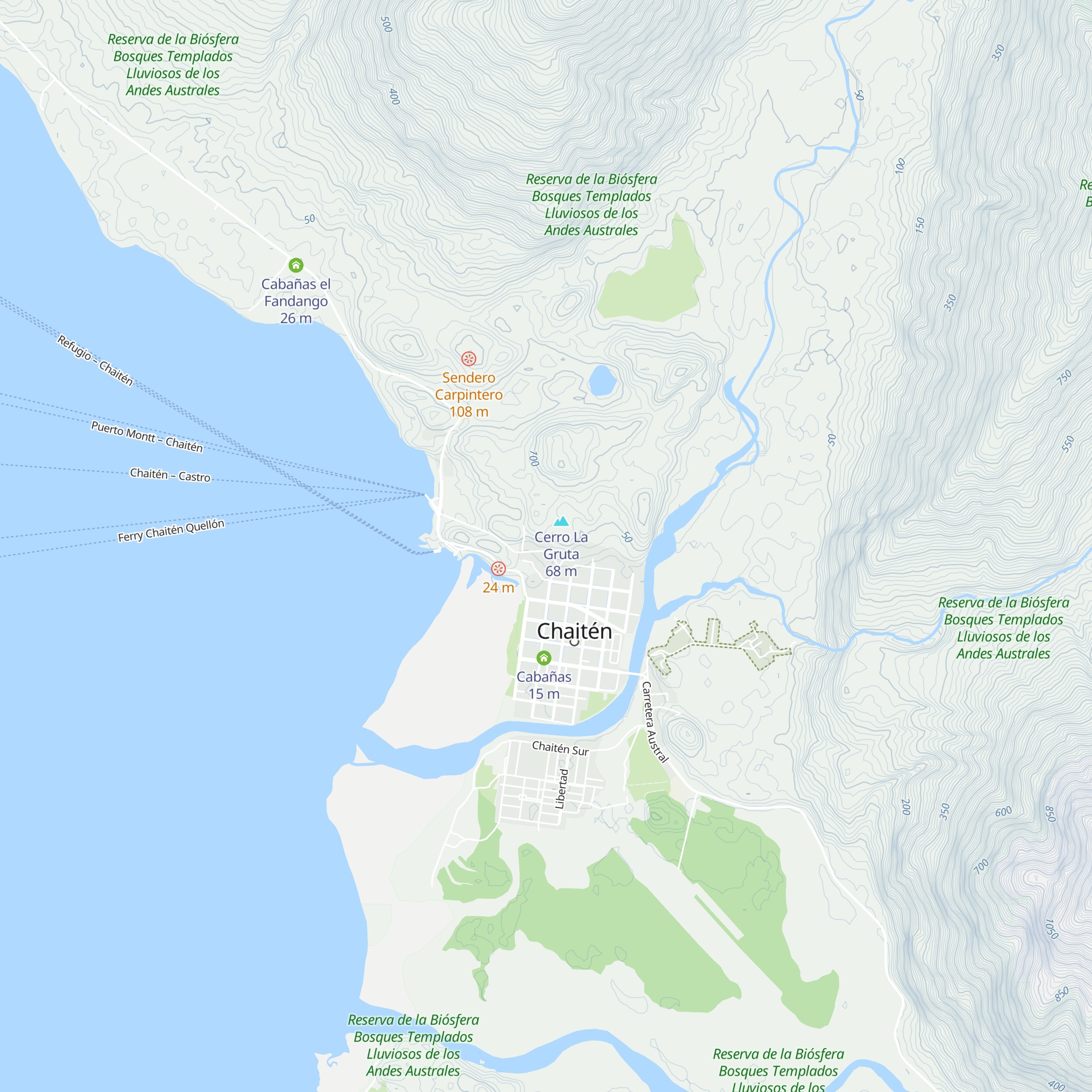 Cabañas Patagonias map