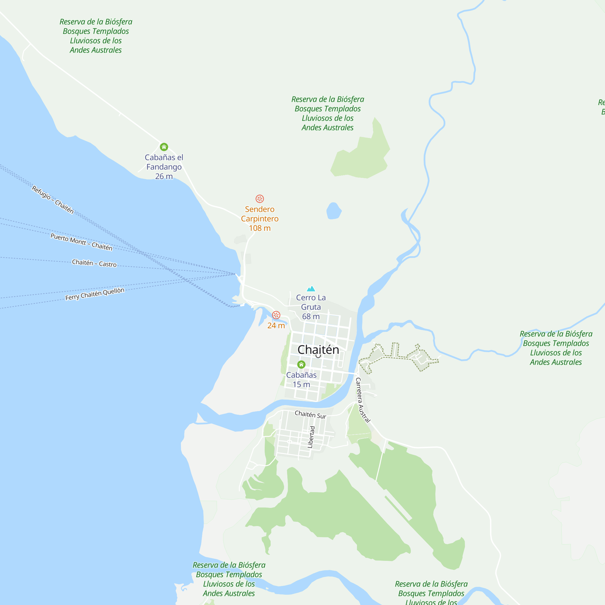 Cabañas Patagonias map