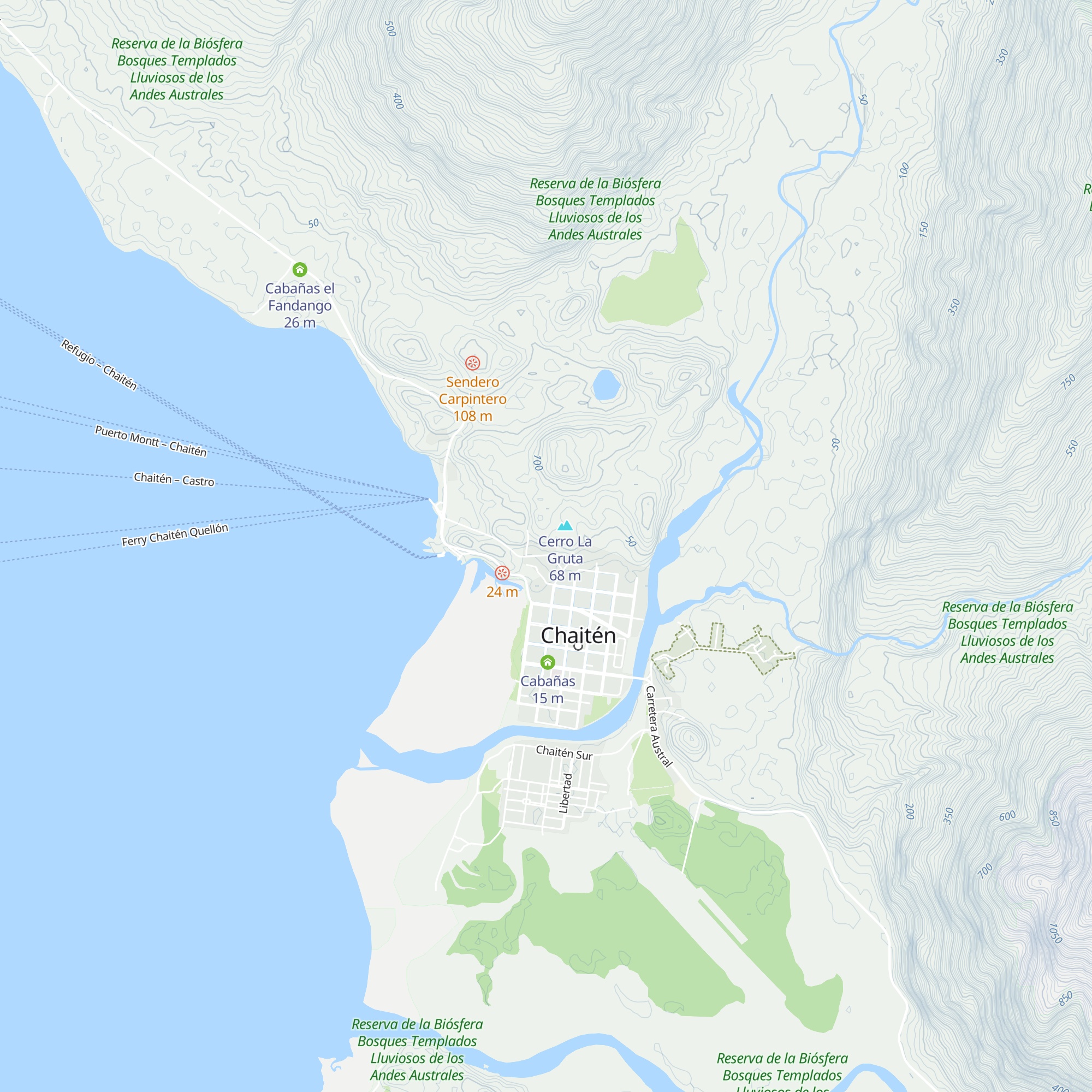 Cabañas Los Canelos map