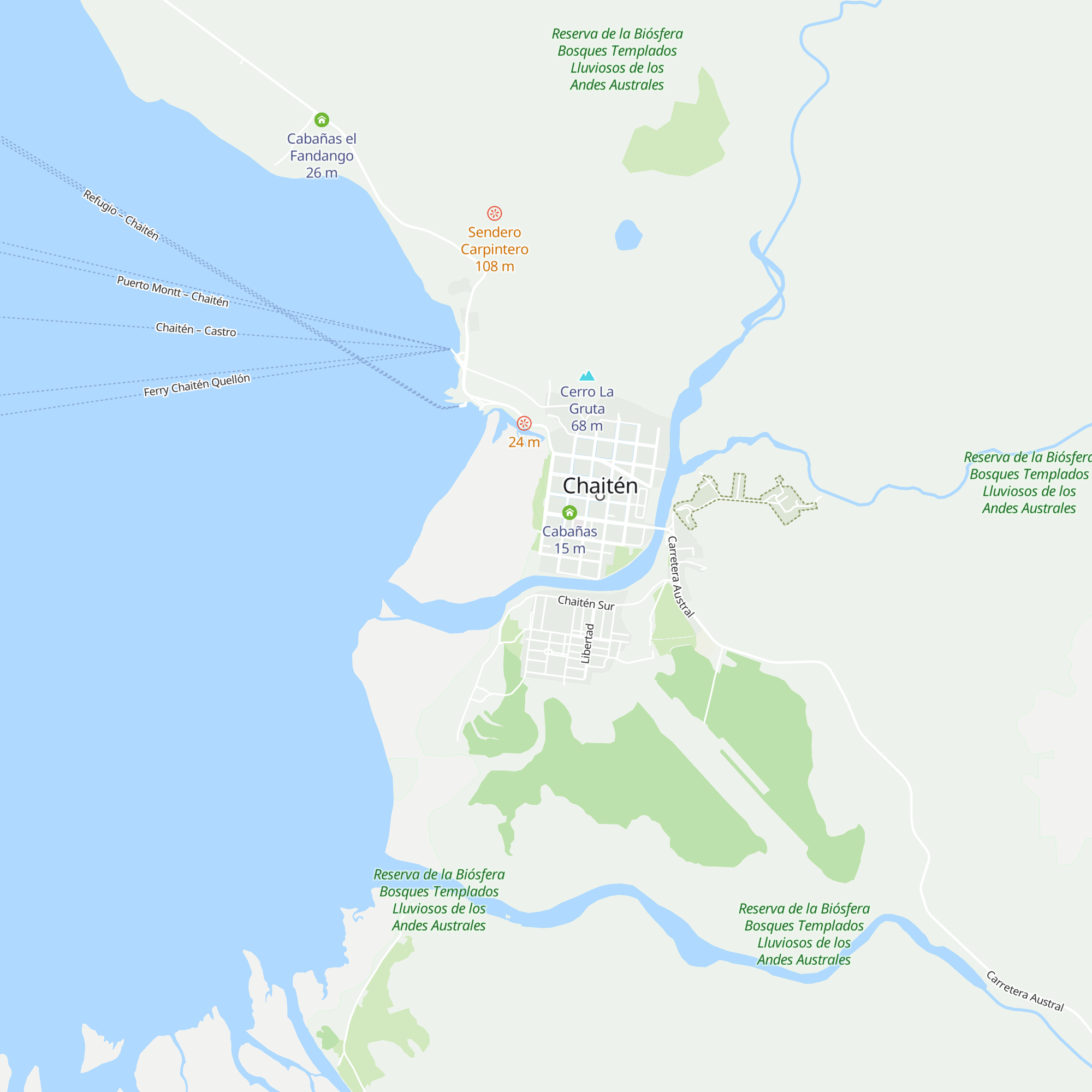 Cabañas Pudu map