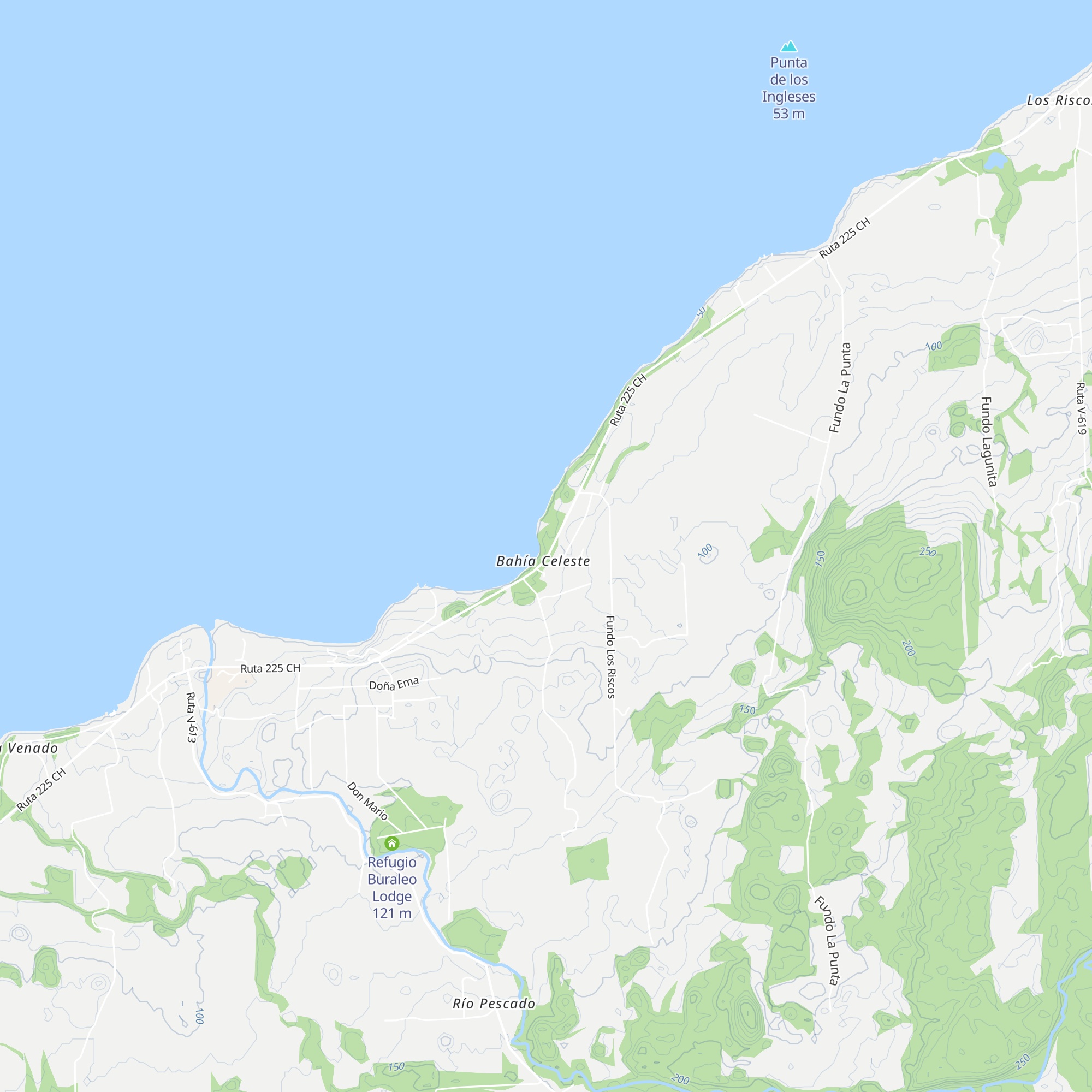Cabañas Bahia Celeste map