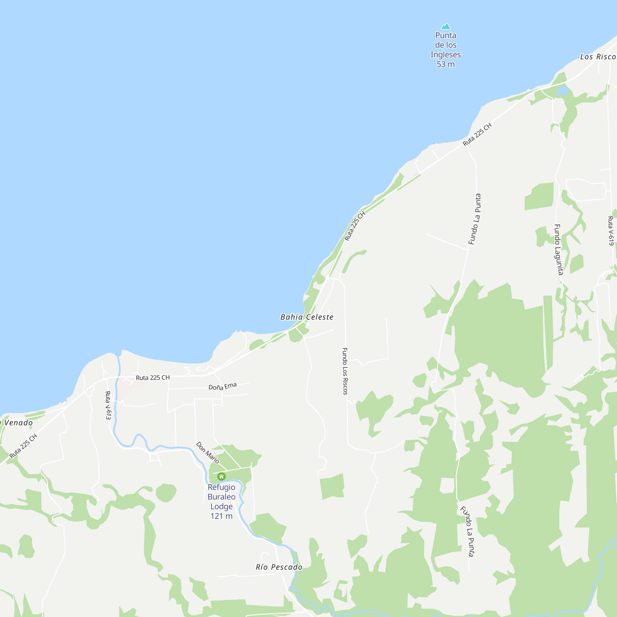 Cabañas Bahia Celeste map