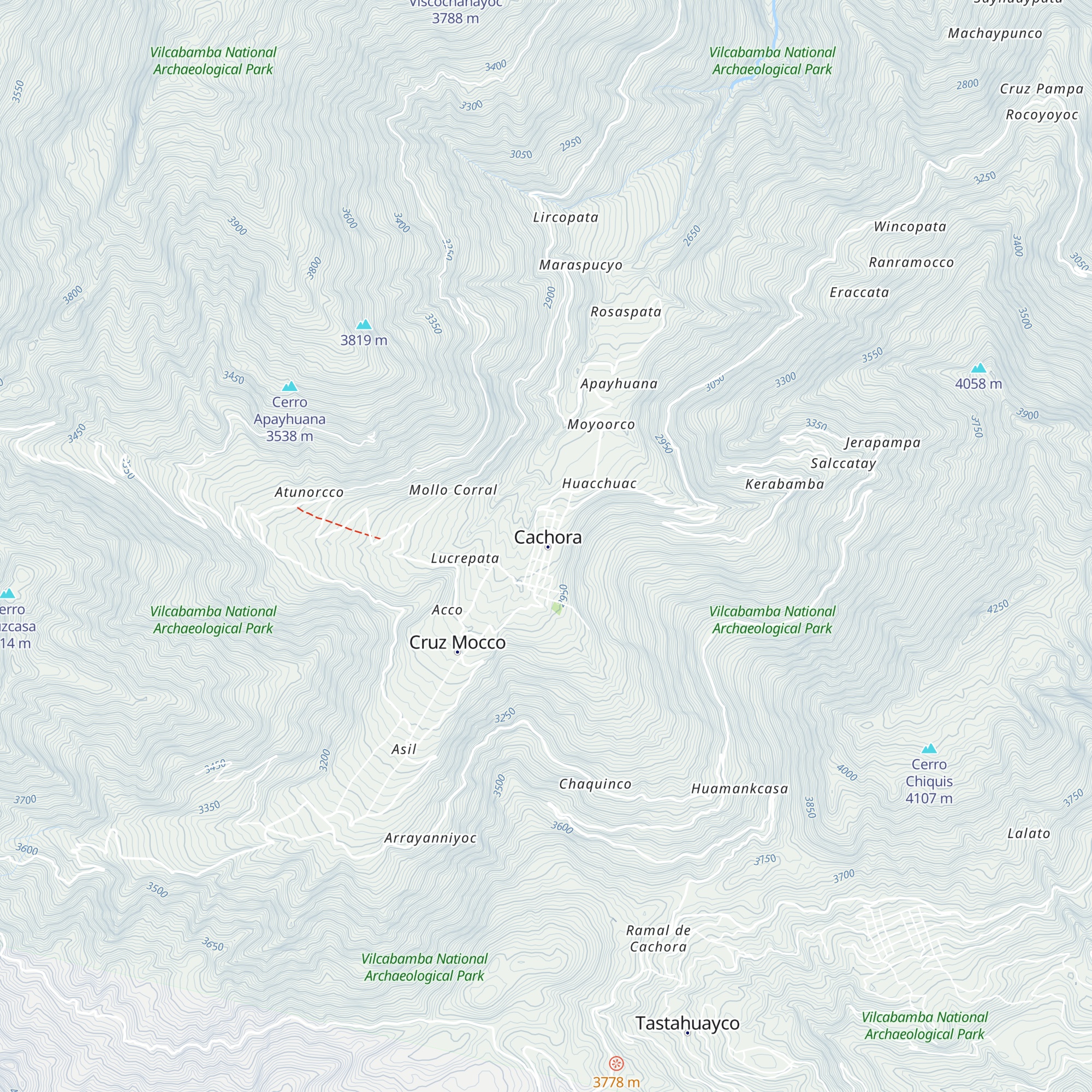 Parque Arqueológico Choquequirao map