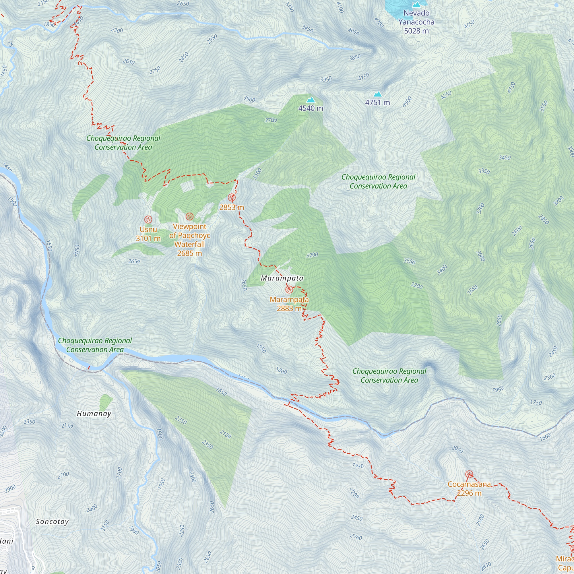 Refugio Choquequirao map