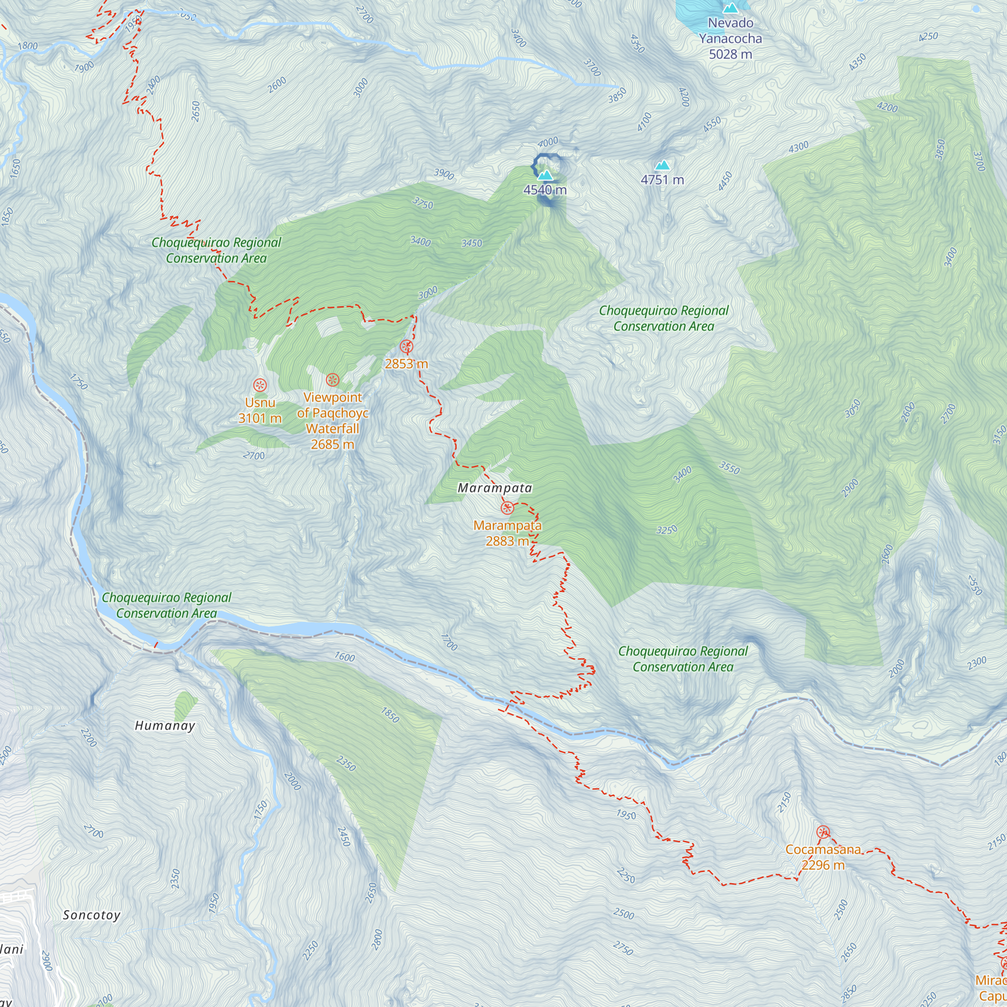 Refugio Choquequirao map