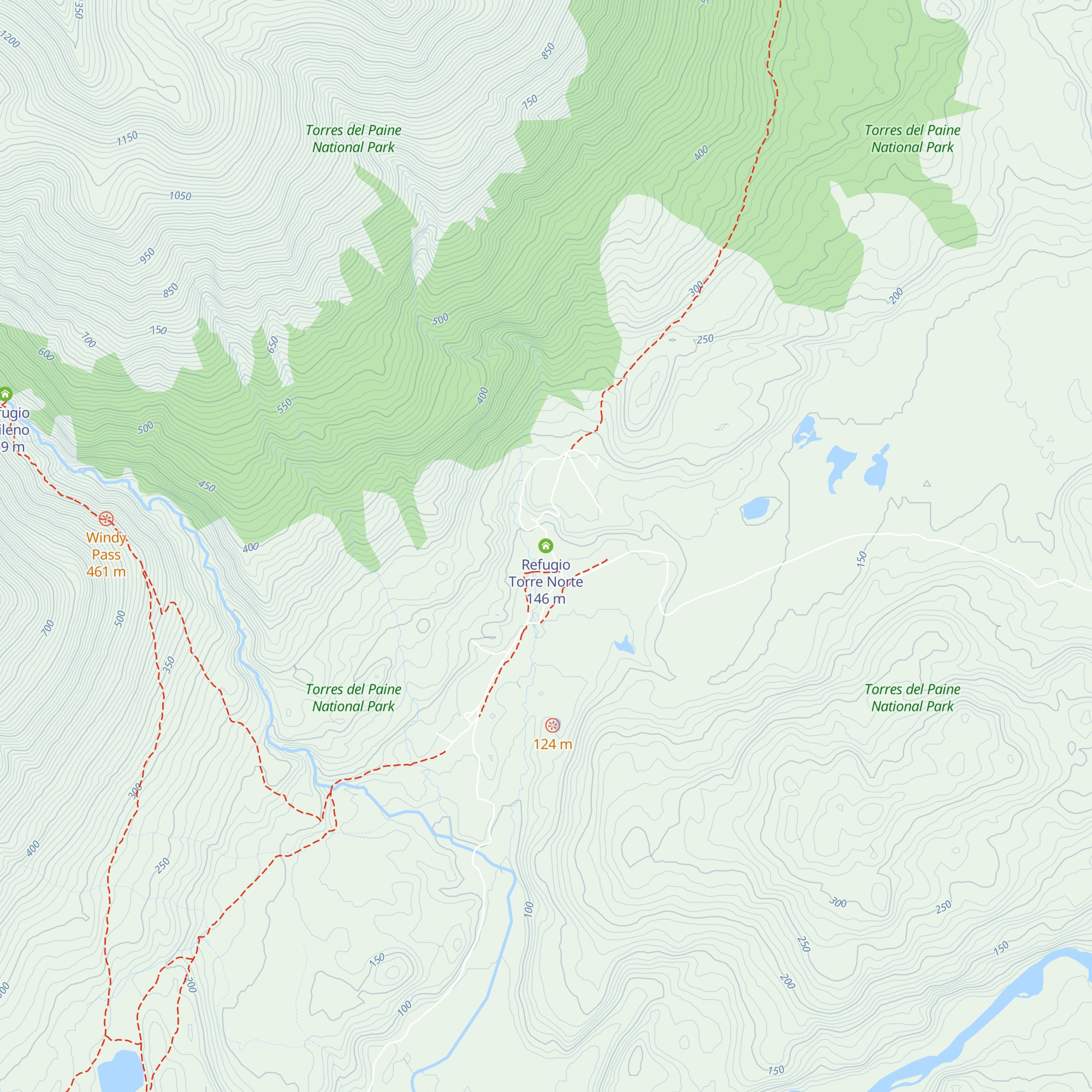 Refugio Torre Norte map