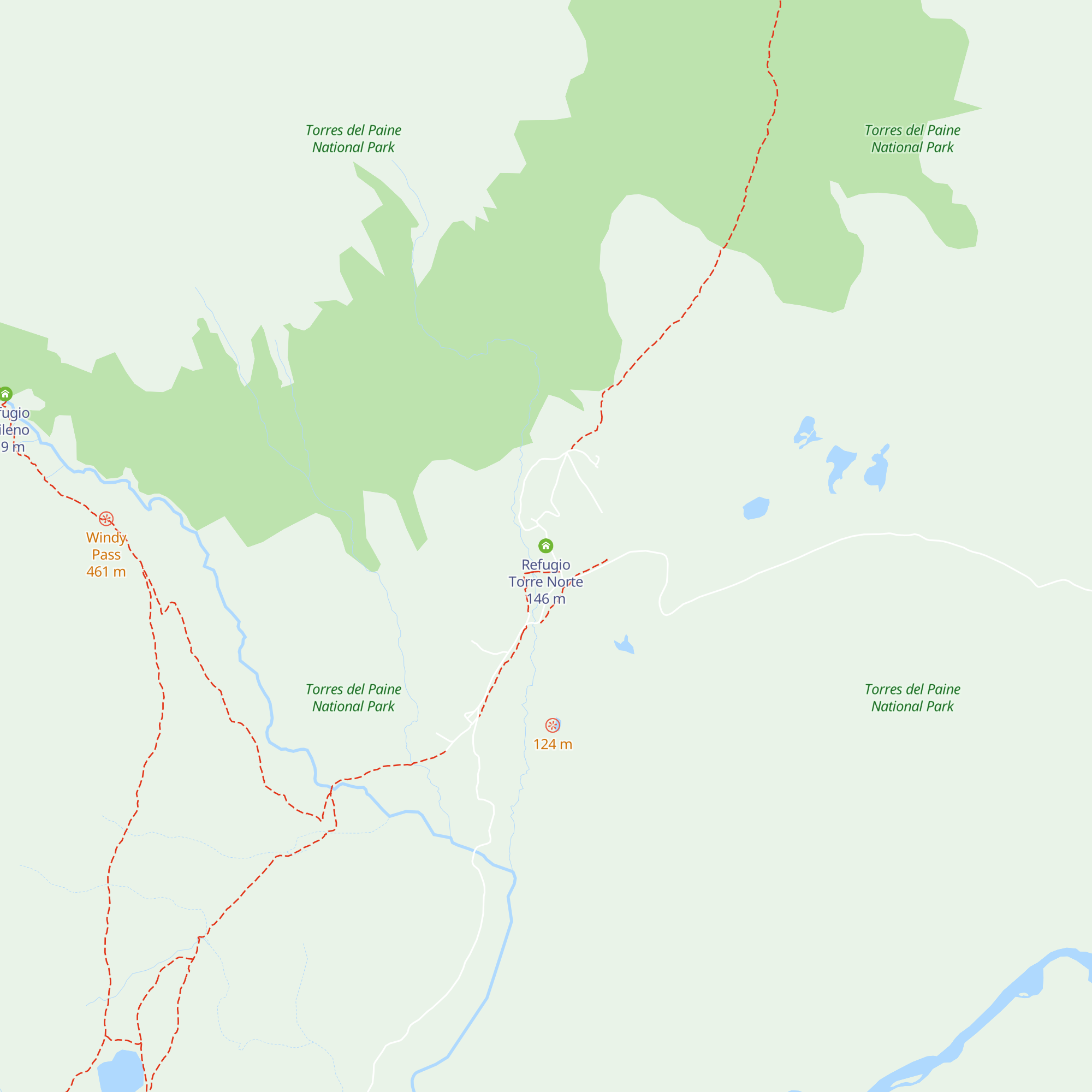 Refugio Torre Norte map