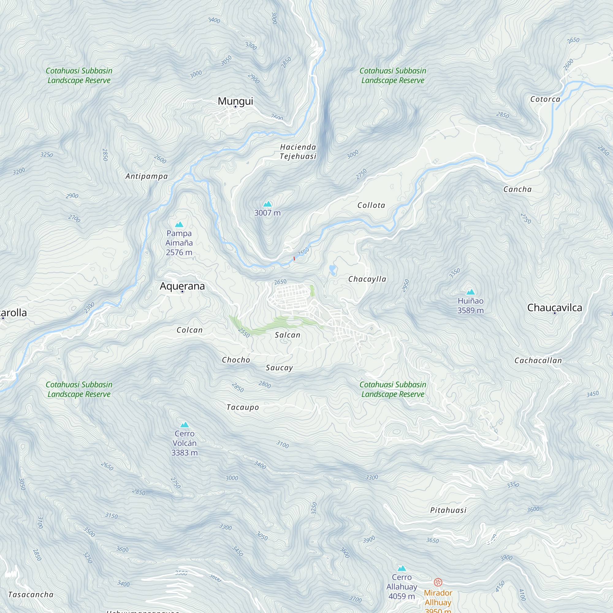 Tourist Information Office. The Cotahuasi Subbasin Landscape Reserve map