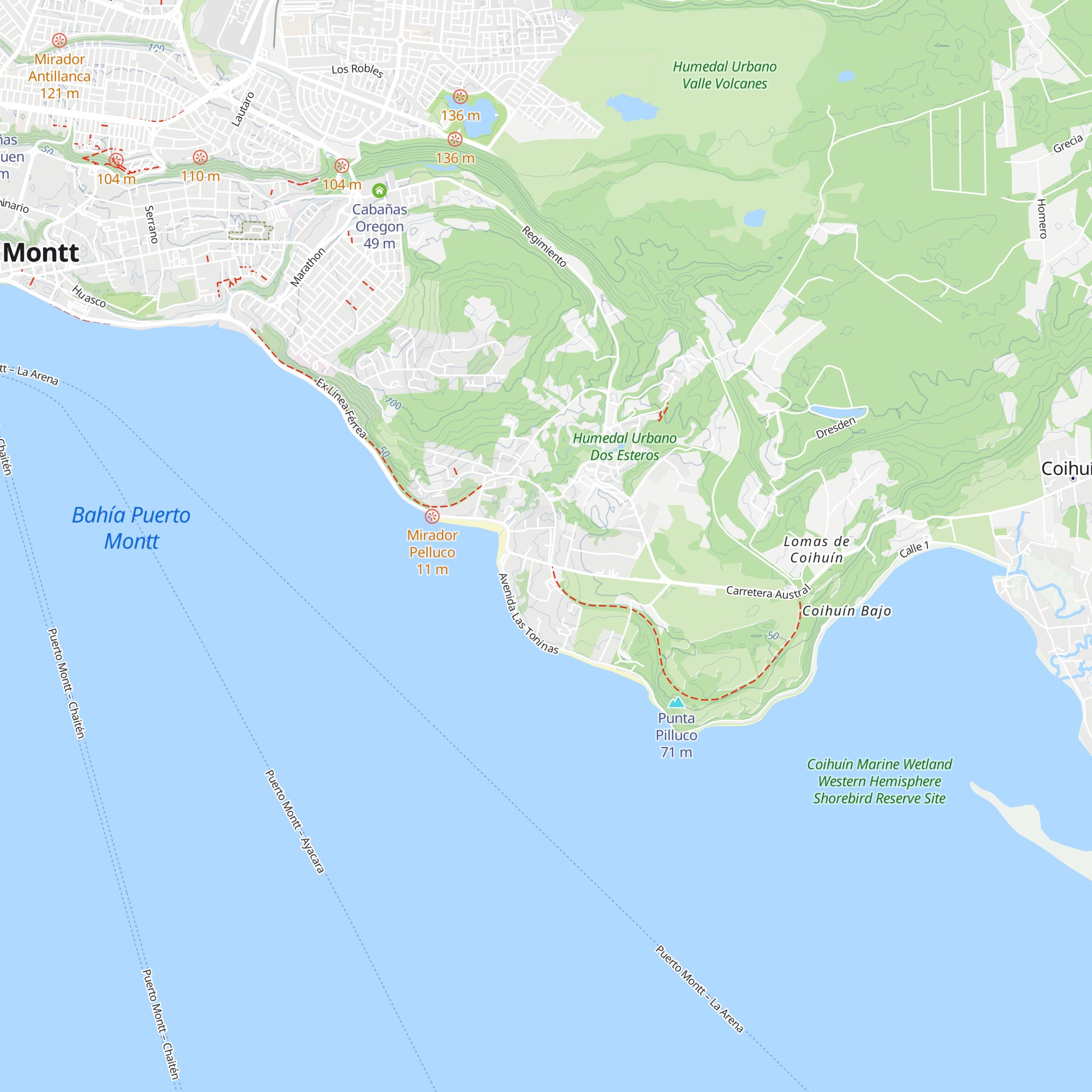 Cabañas Pelluco map