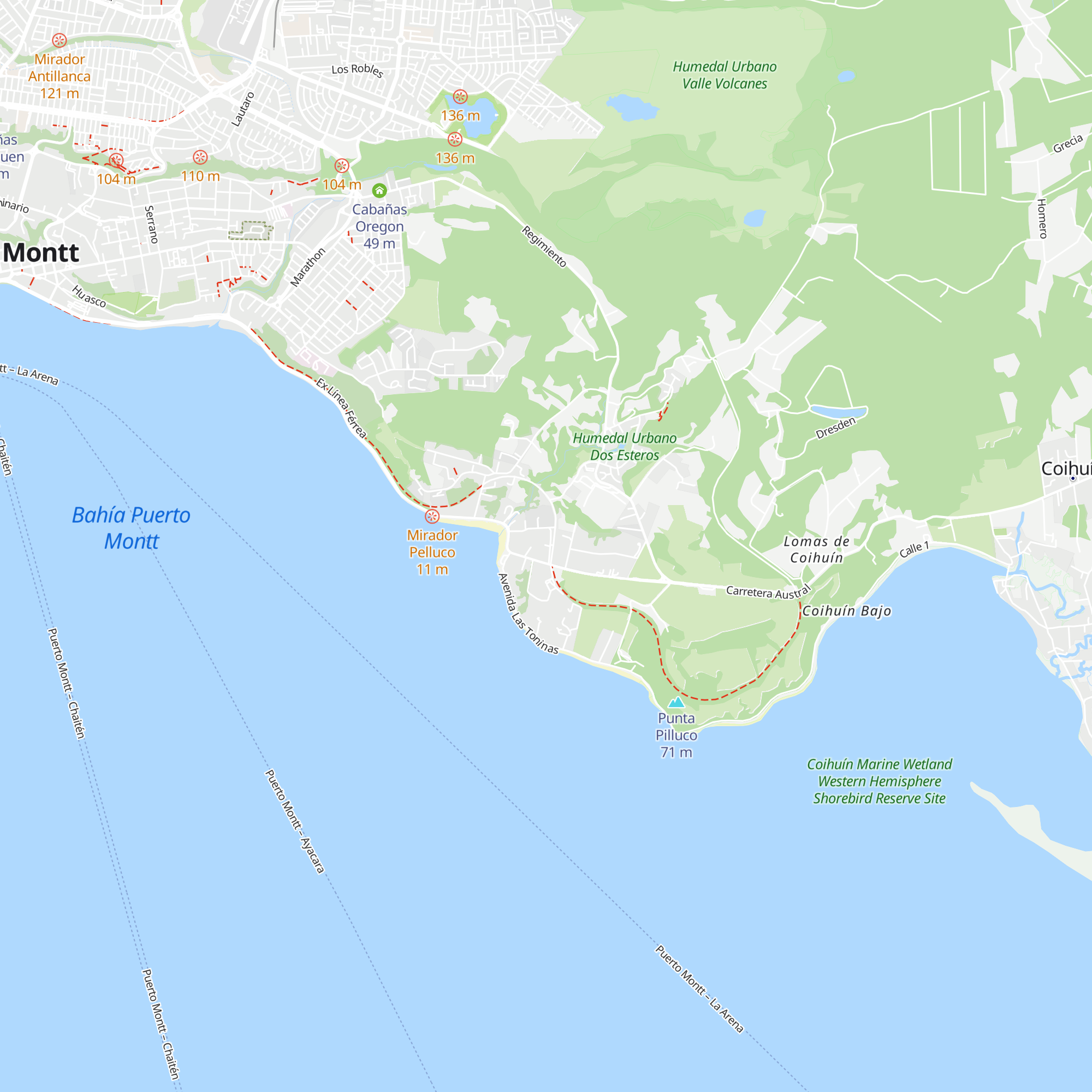 Cabañas Pelluco map