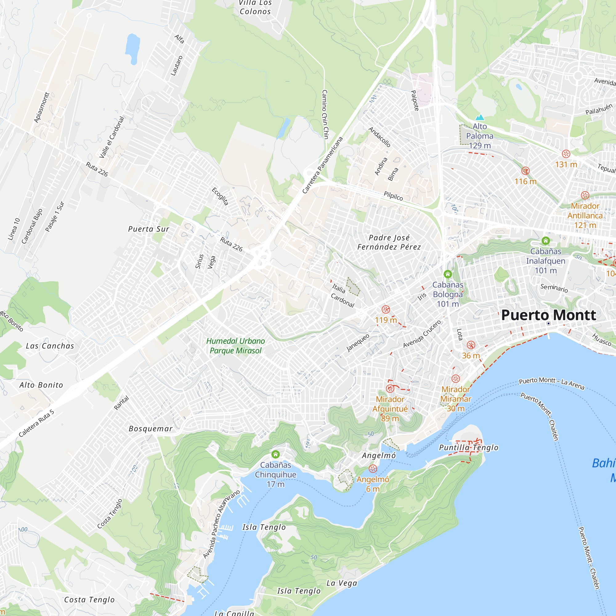Cabañas Rohe map