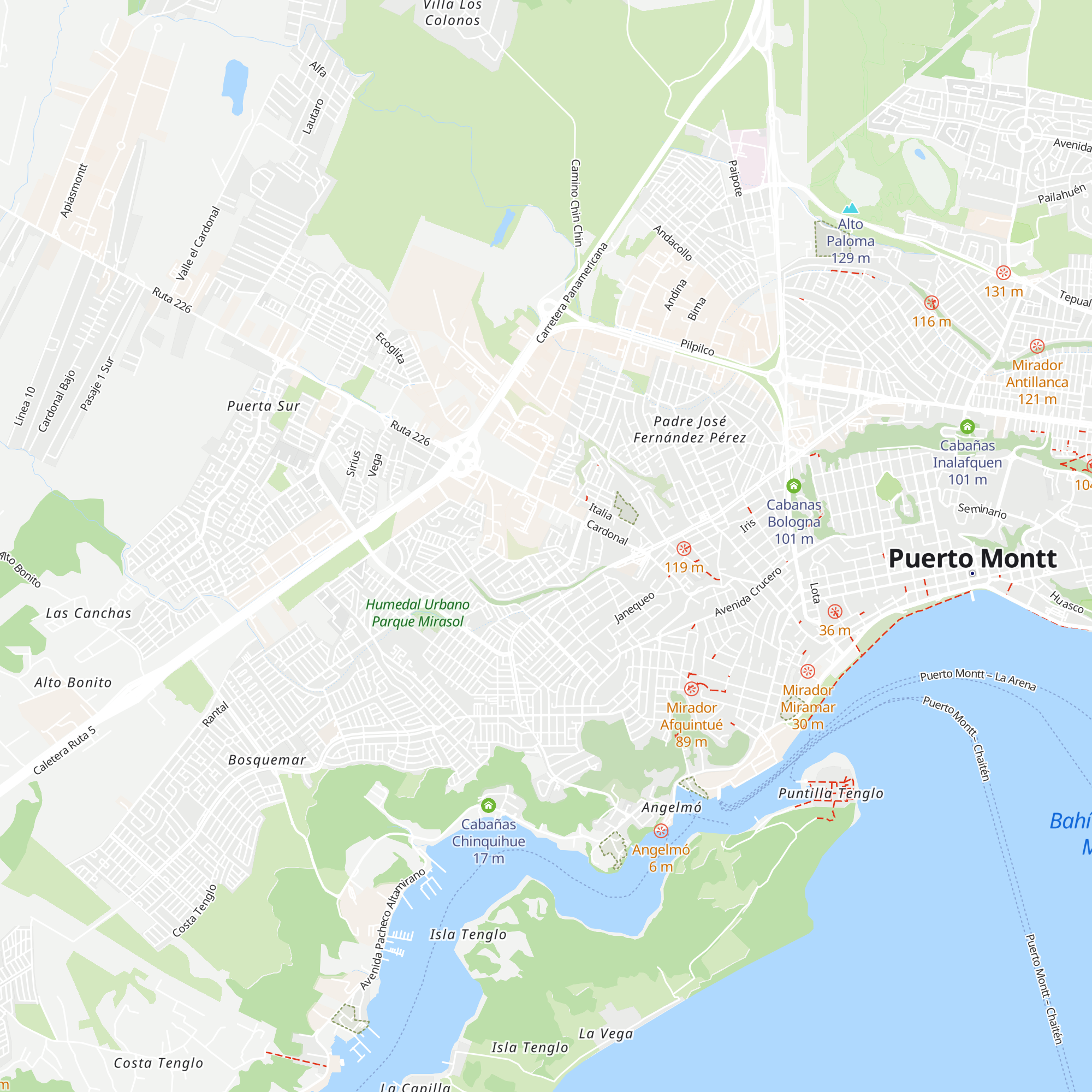 Cabañas Rohe map