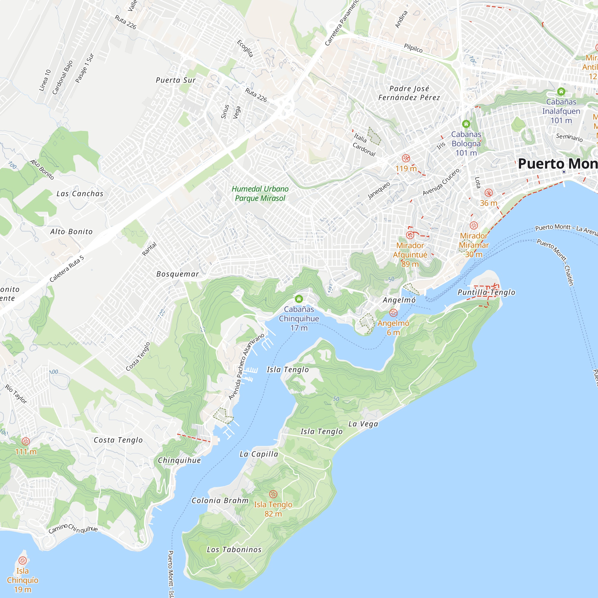 Cabañas Chinquihue map