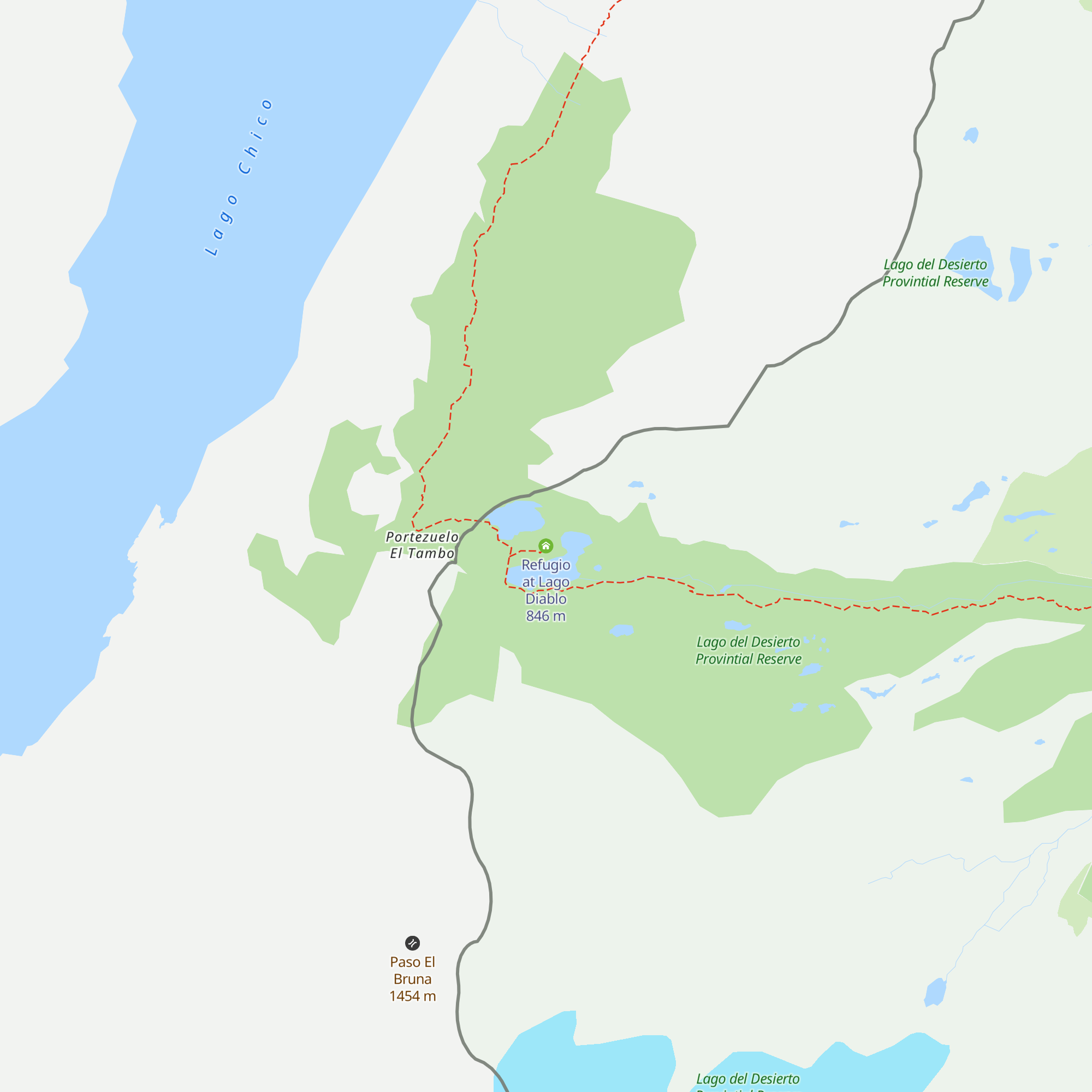 Refugio at Lago Diablo map