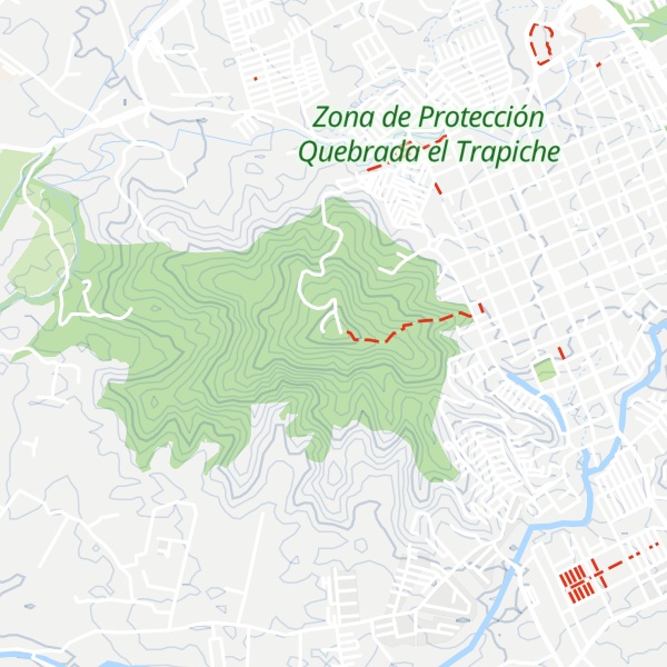Map of Cerro a La Virgen del Amparo, Comuna del Trapiche