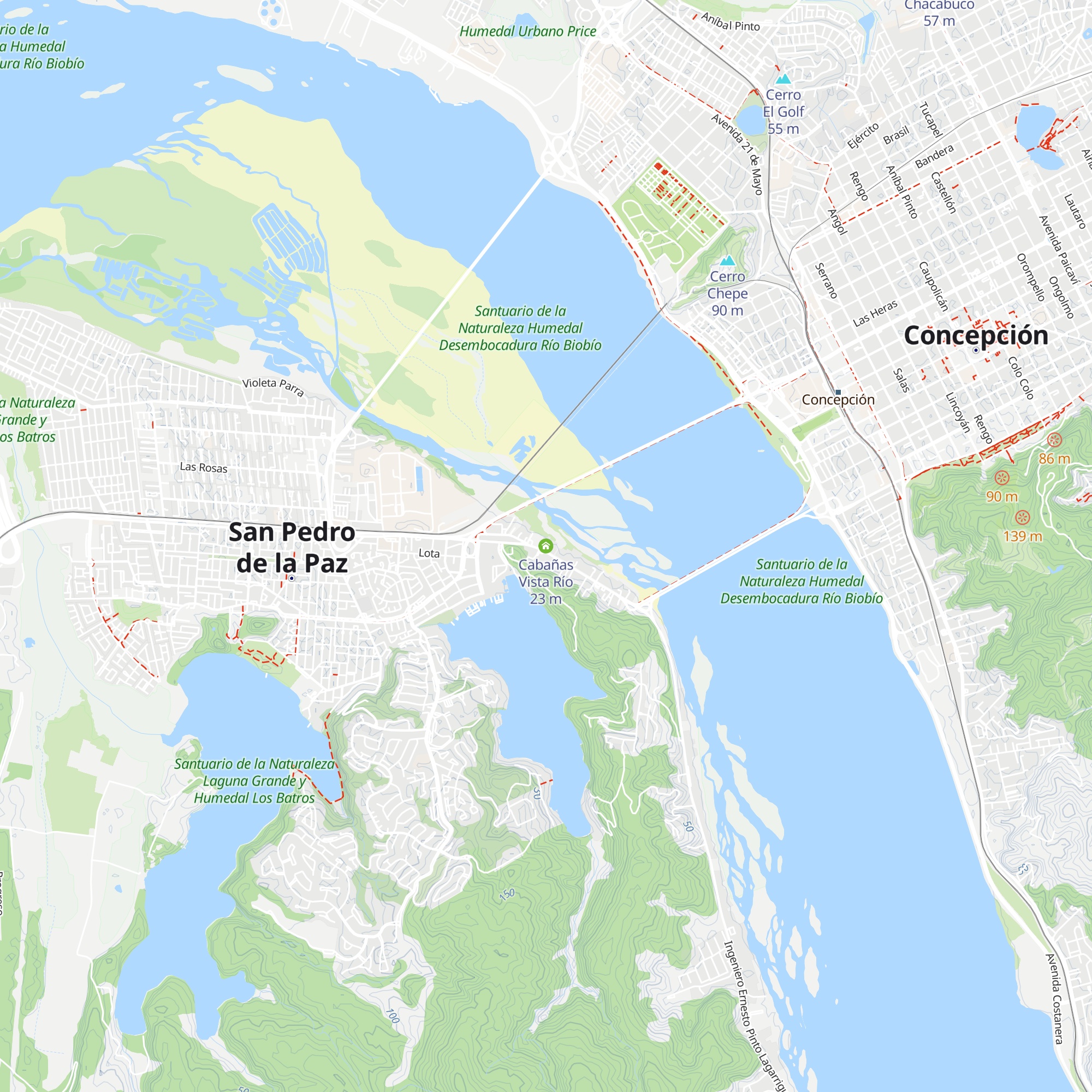Cabañas Vista Río map