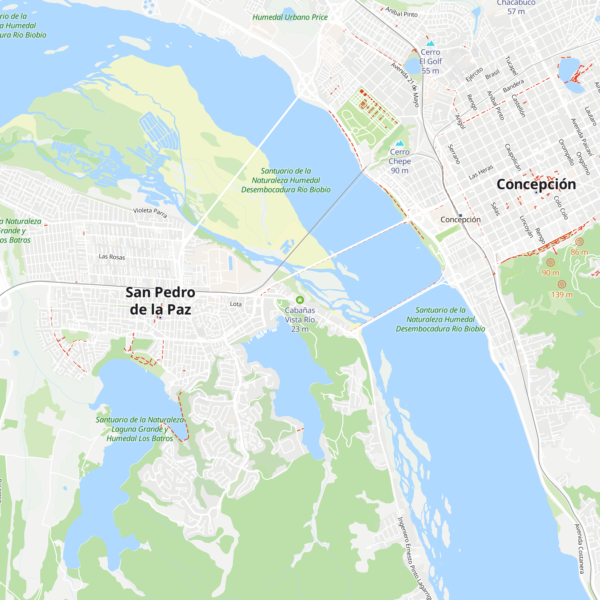Cabañas Vista Río map