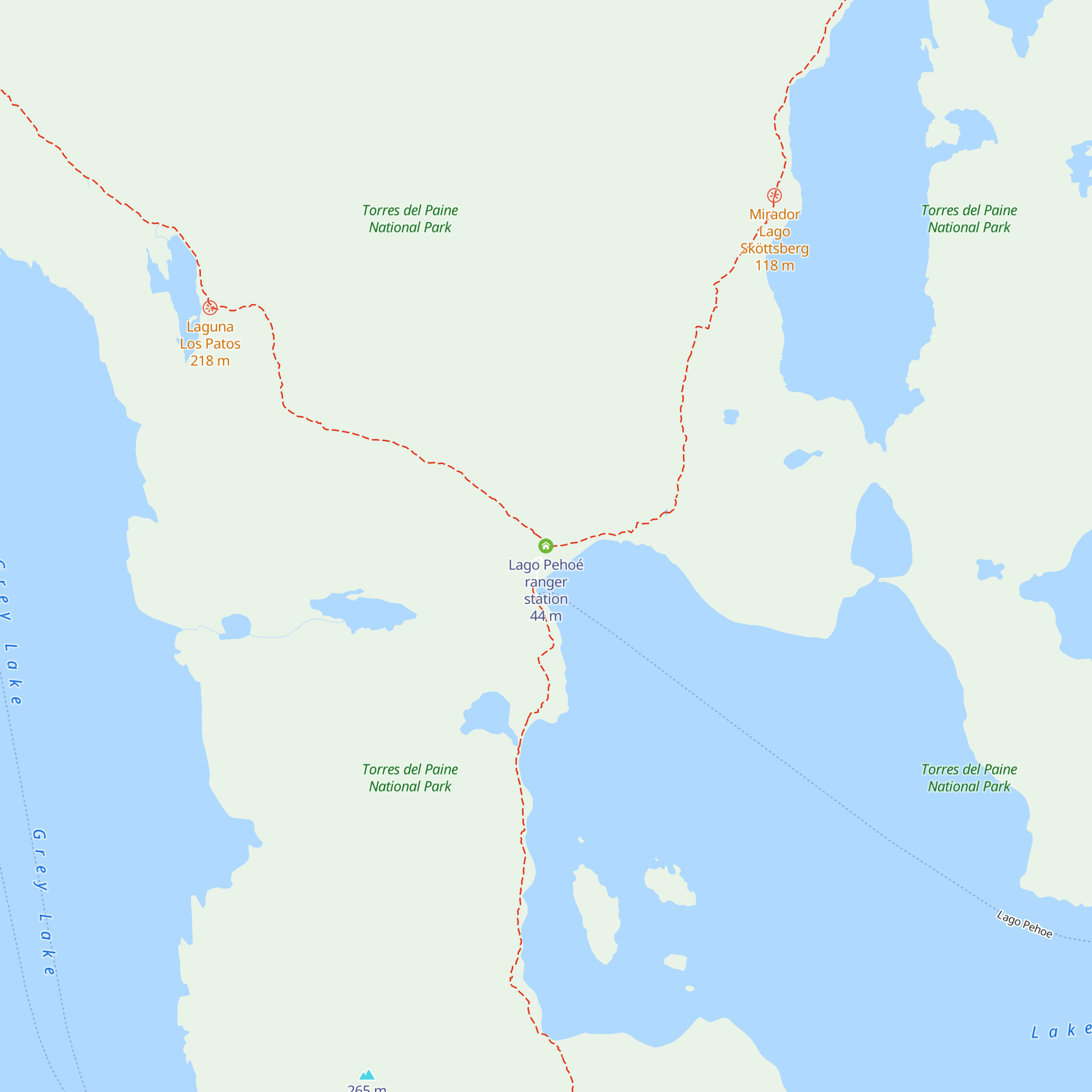 Lago Pehoé ranger station map