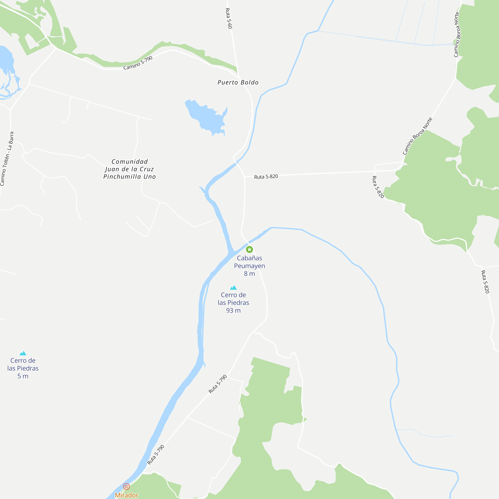 Cabañas Peumayen map