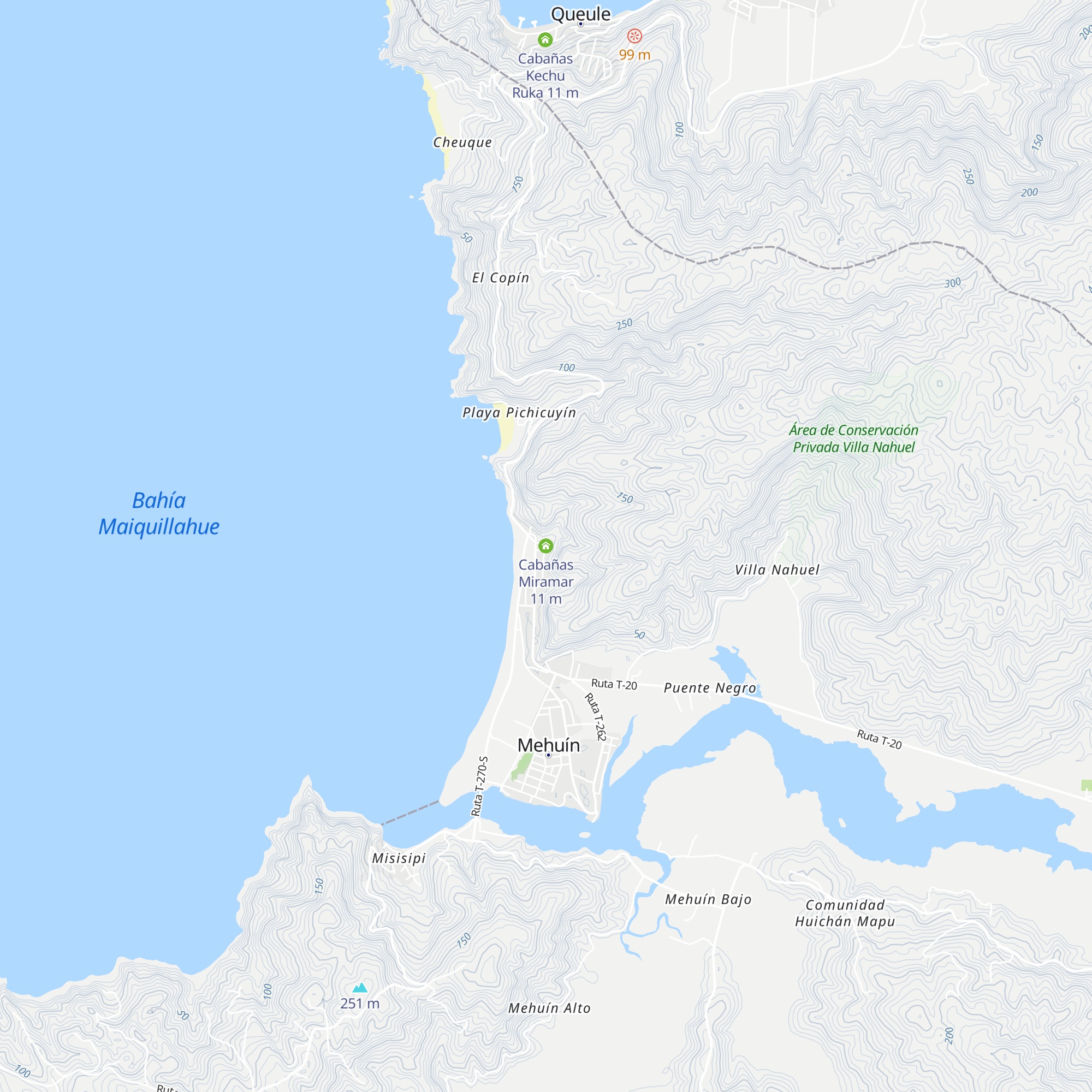 Cabañas Miramar map