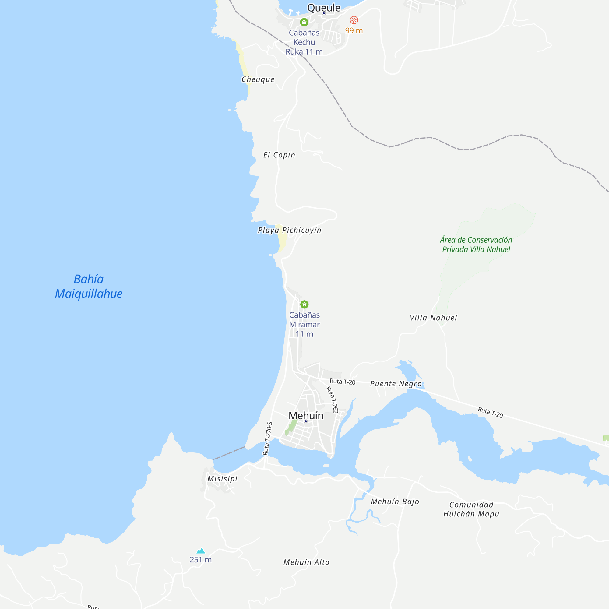 Cabañas Miramar map