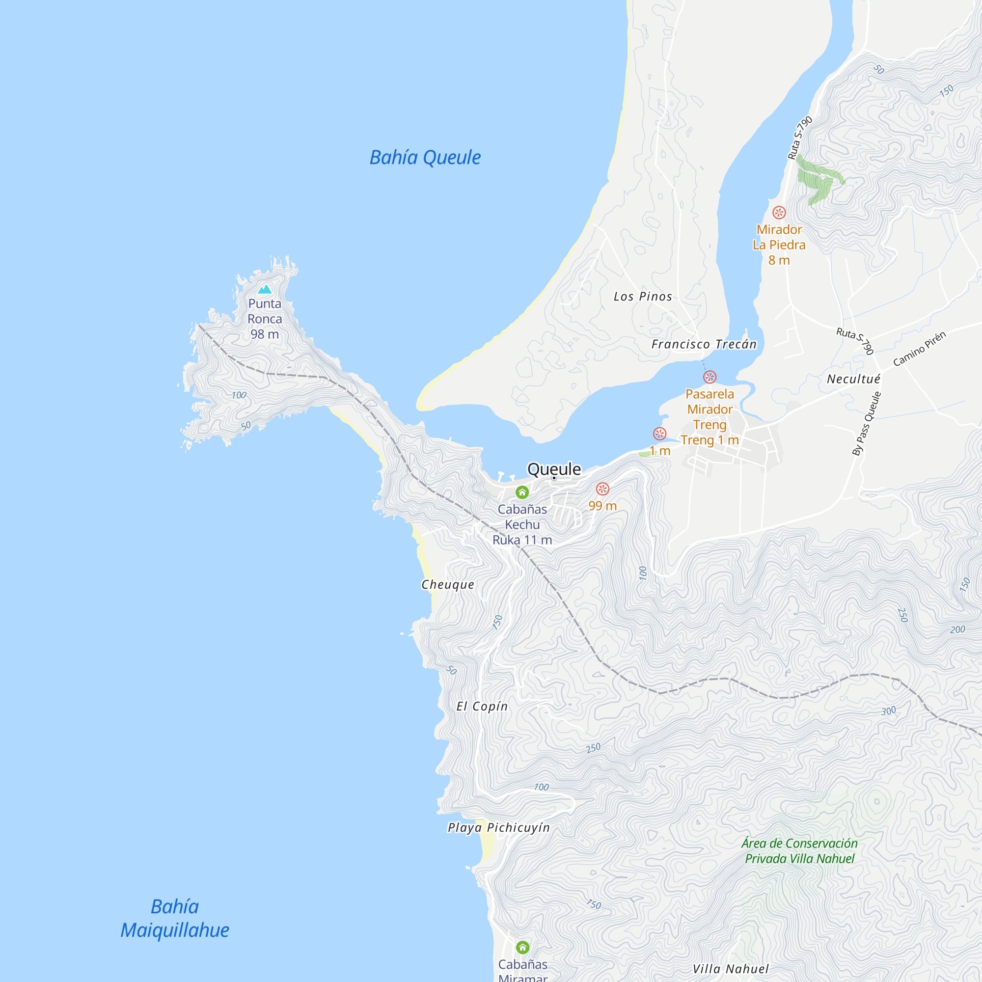 Cabañas Queule map