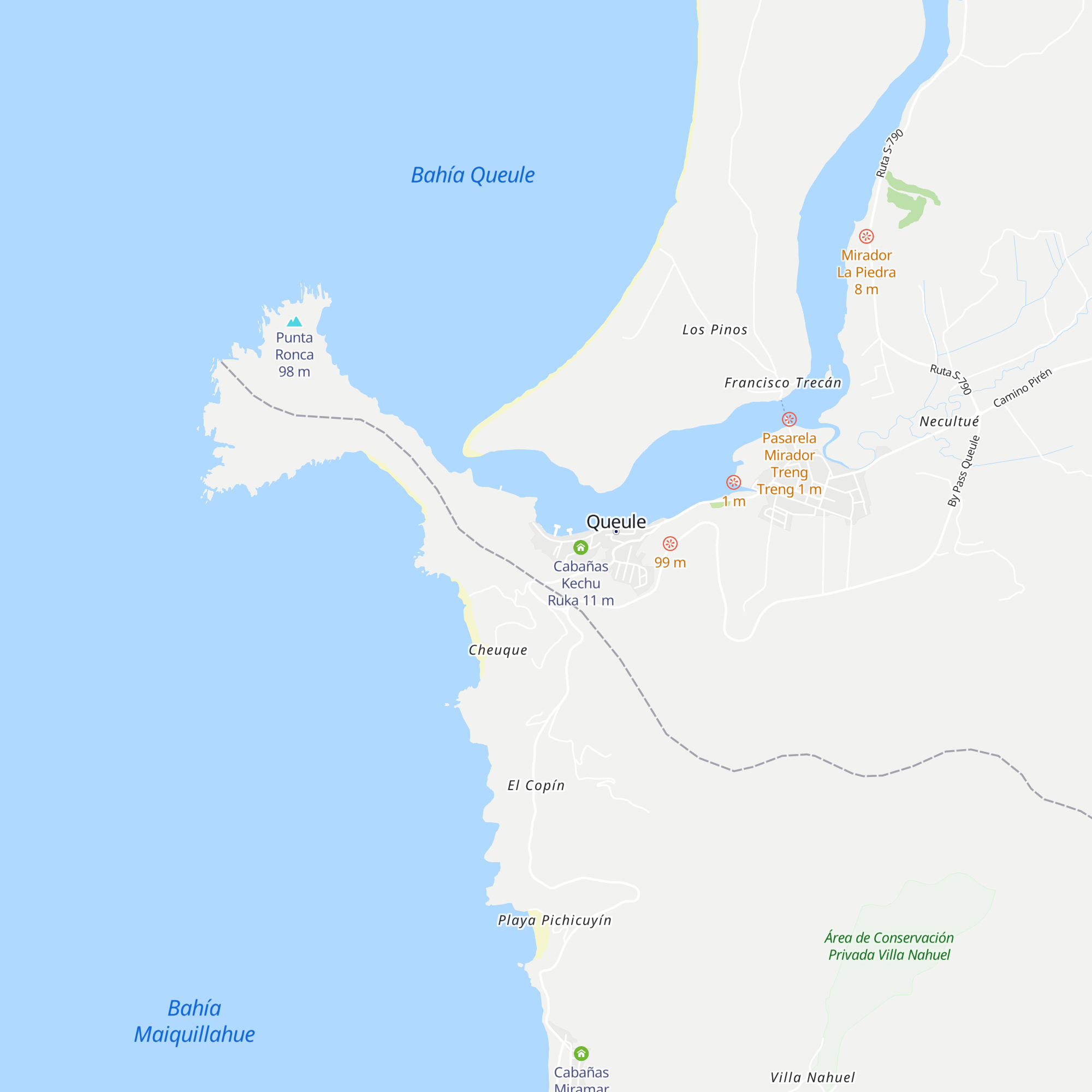 Cabañas Queule map