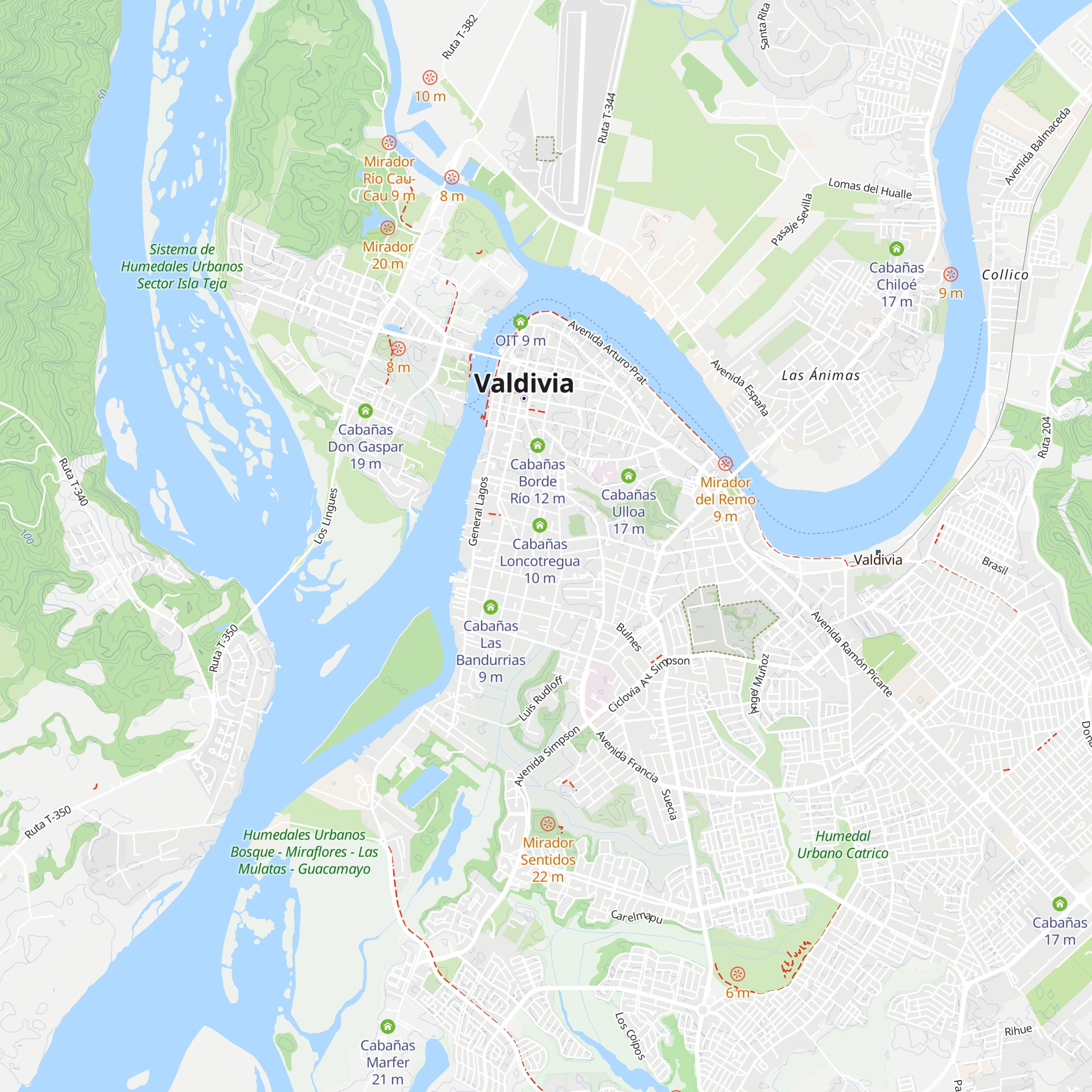 Cabañas Río Baker map