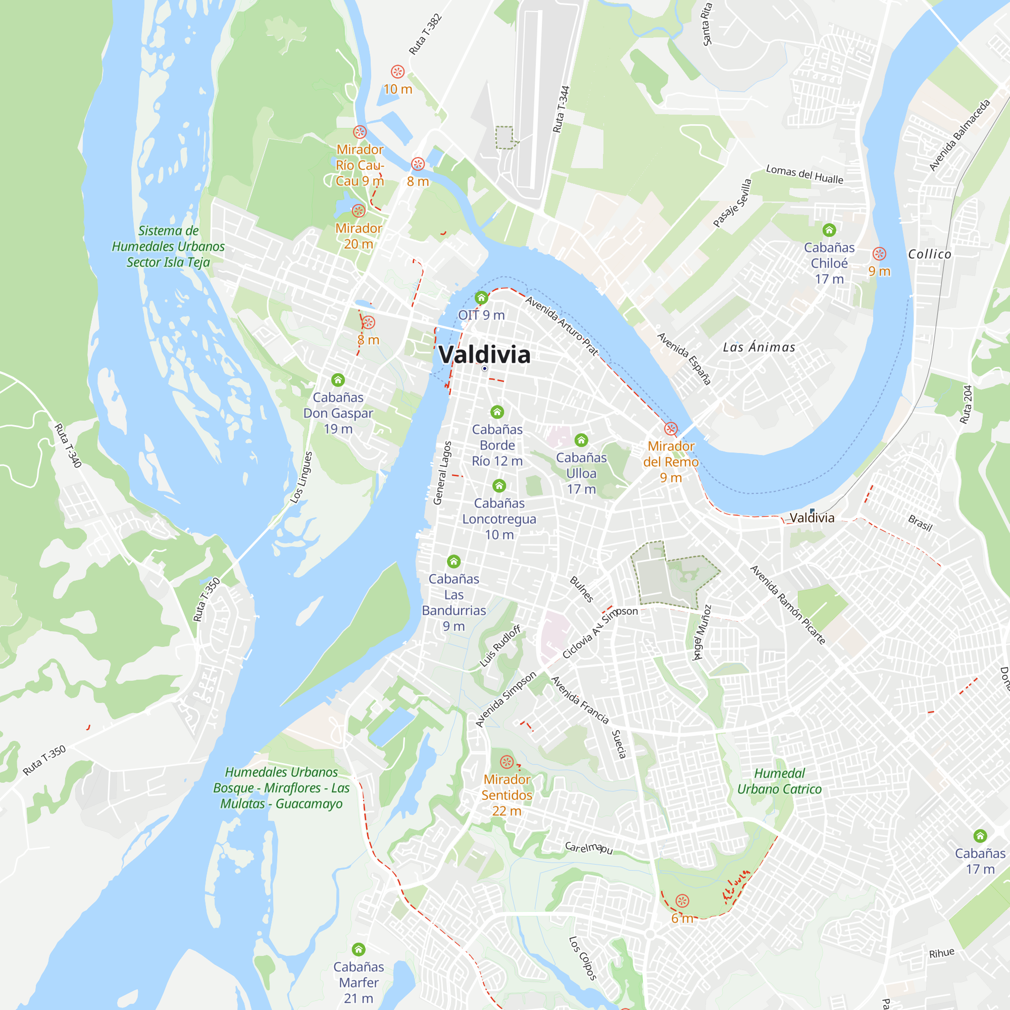 Cabañas Río Baker map