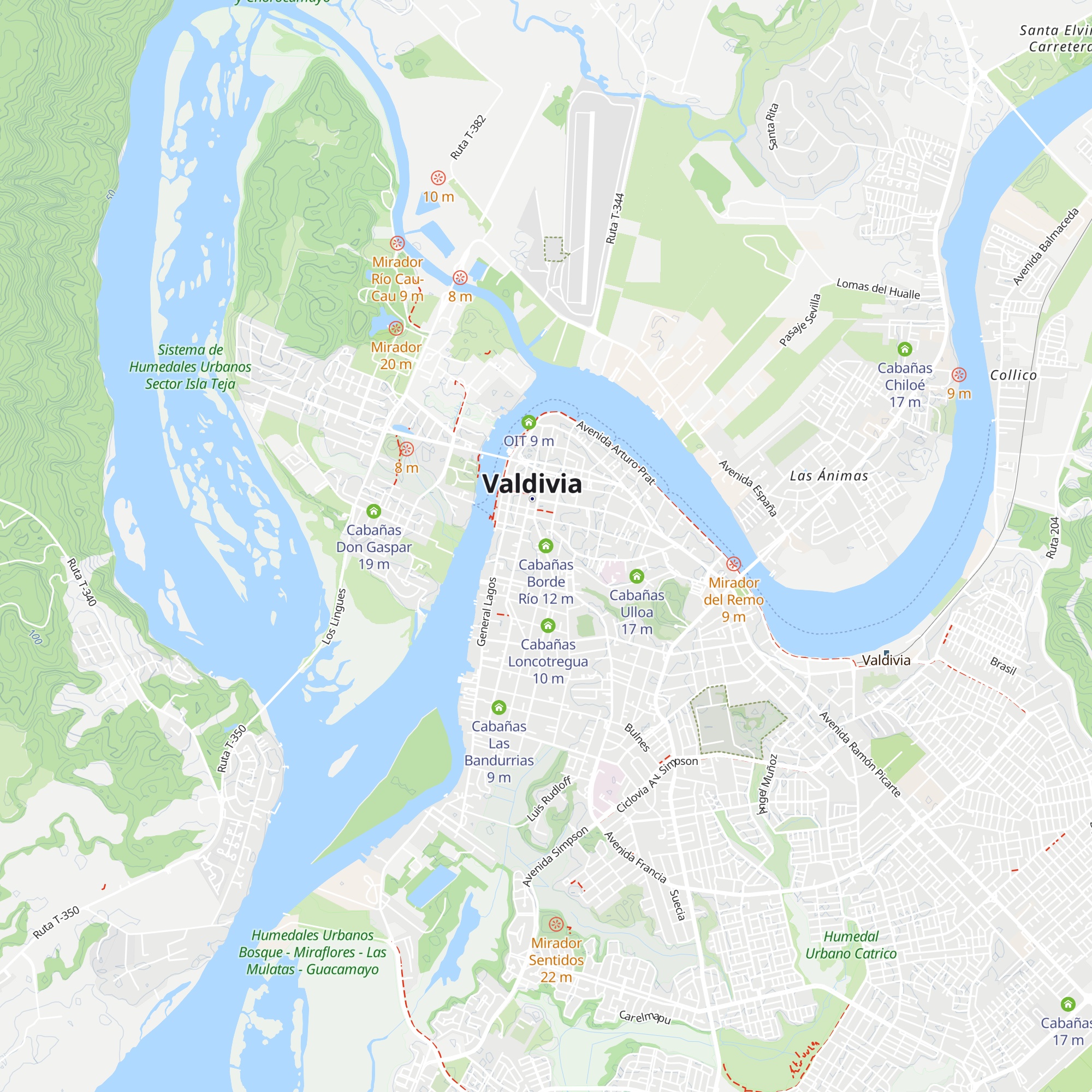 Cabañas Borde Río map