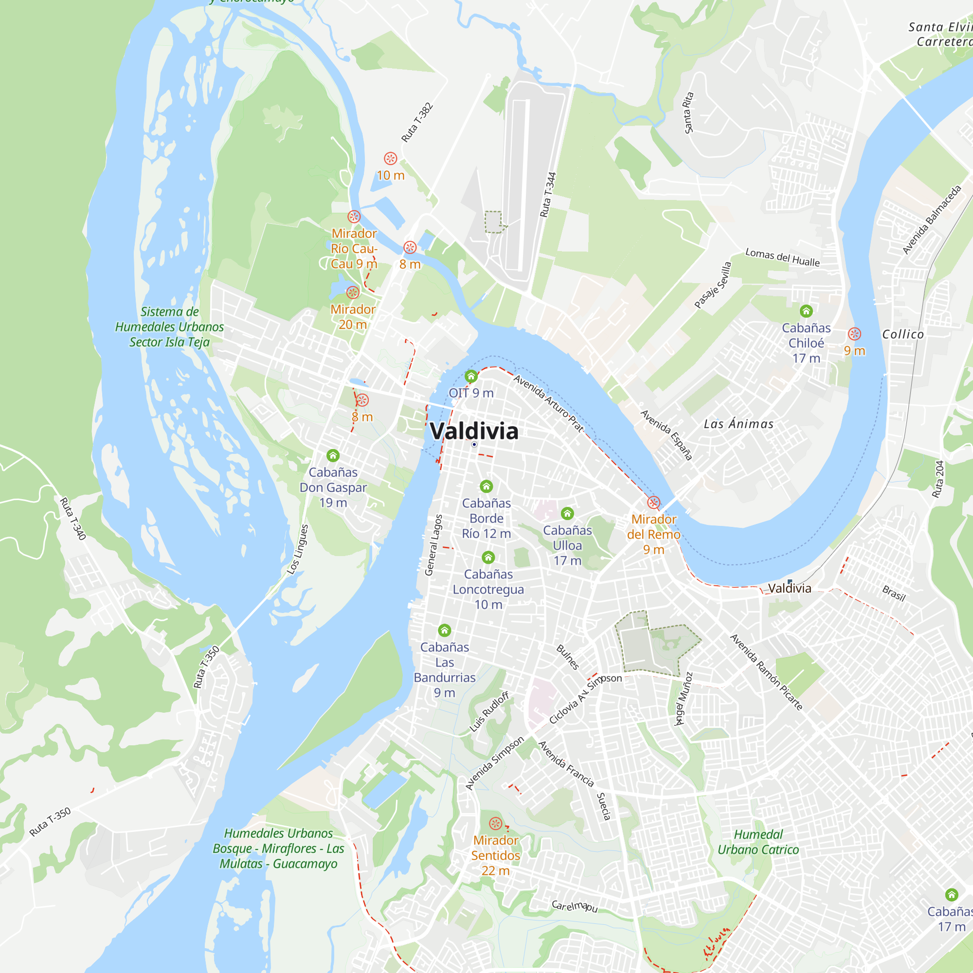 Cabañas Borde Río map