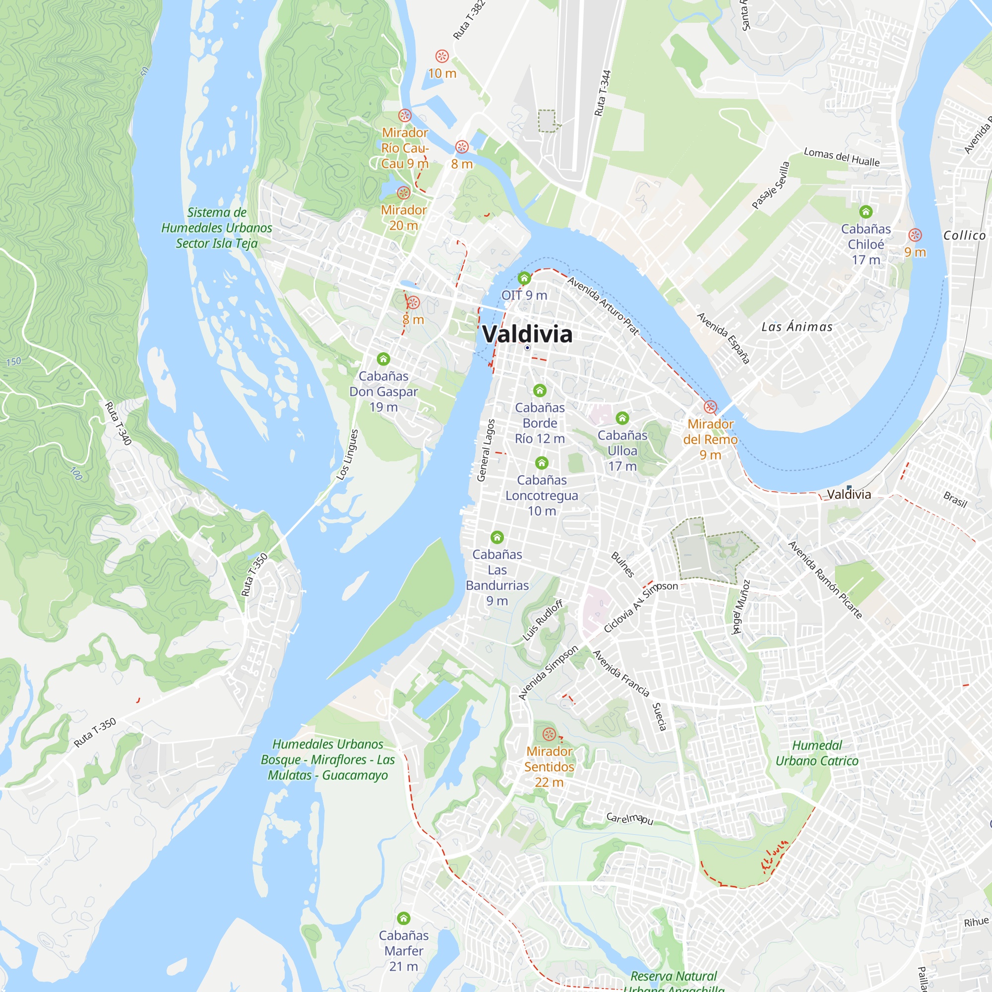 Cabañas Raitué map