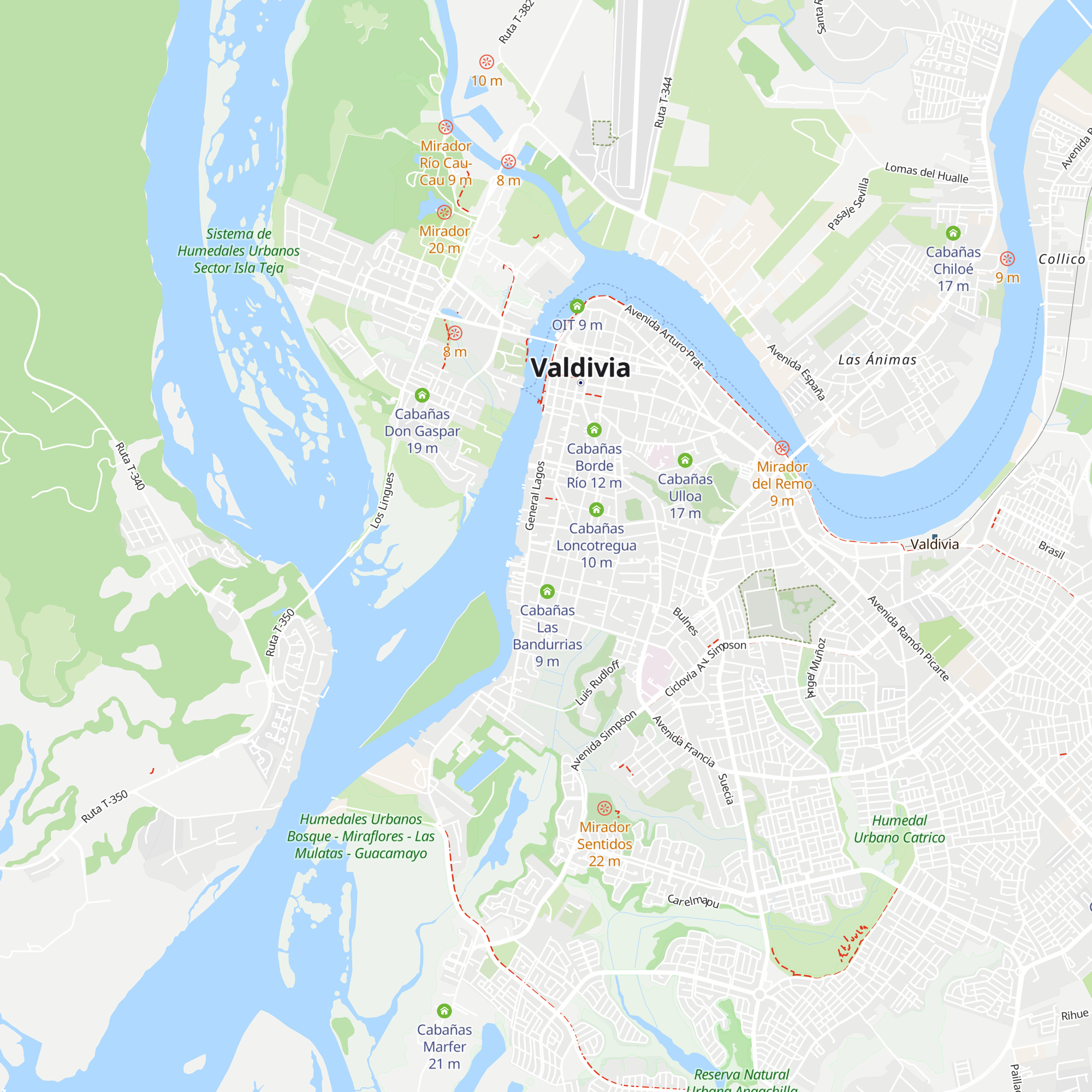 Cabañas Raitué map