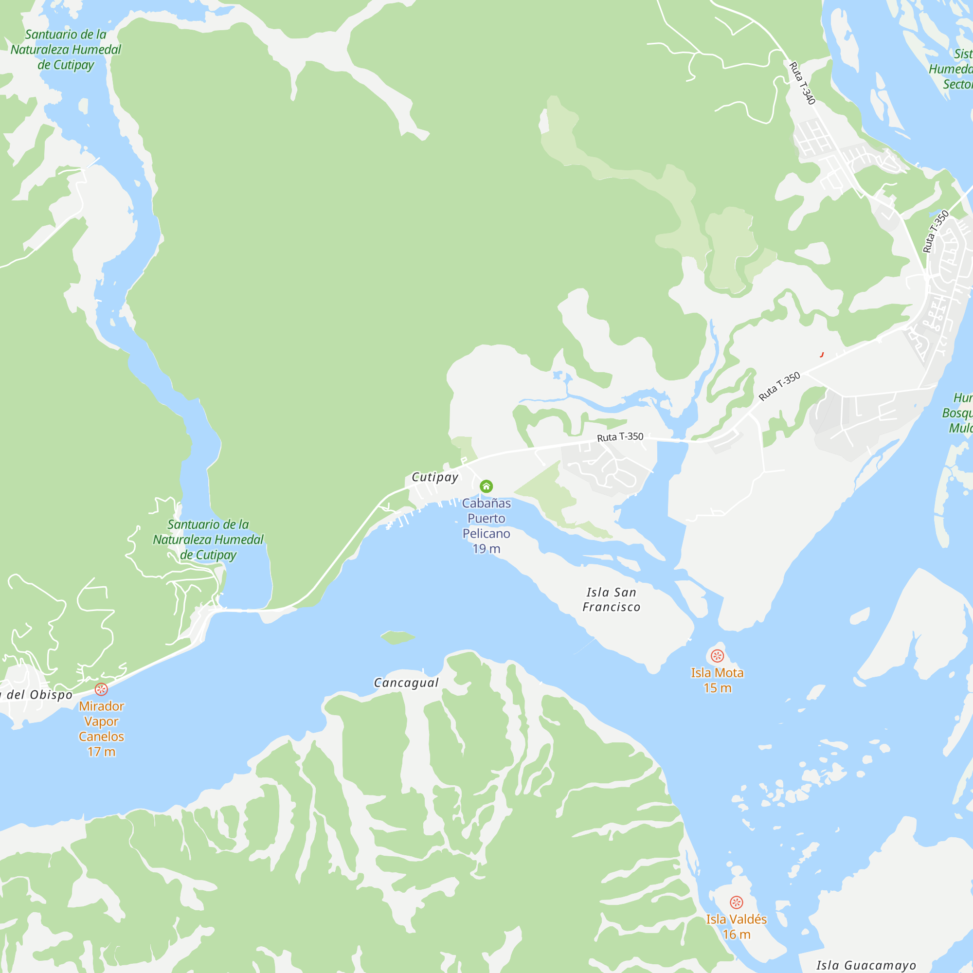Cabañas Puerto Pelicano map