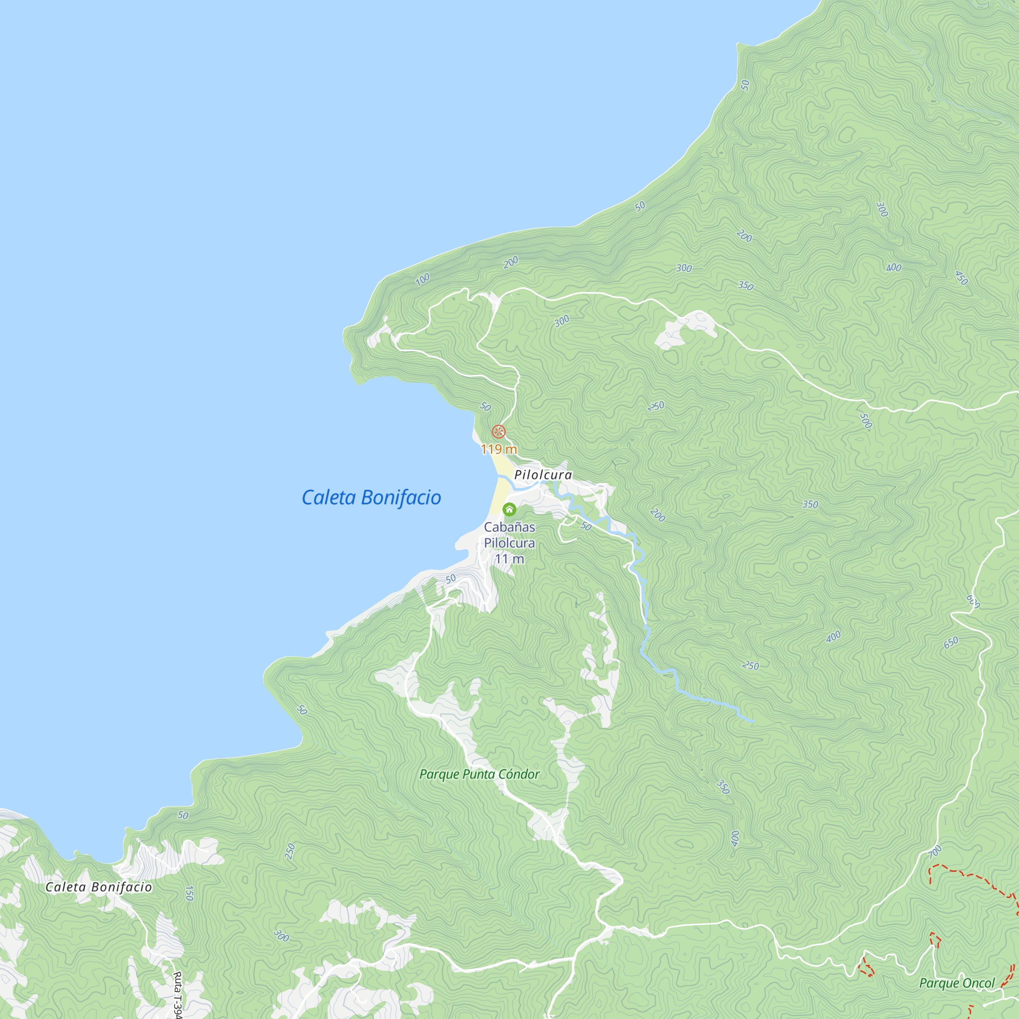 Cabañas Pilolcura map