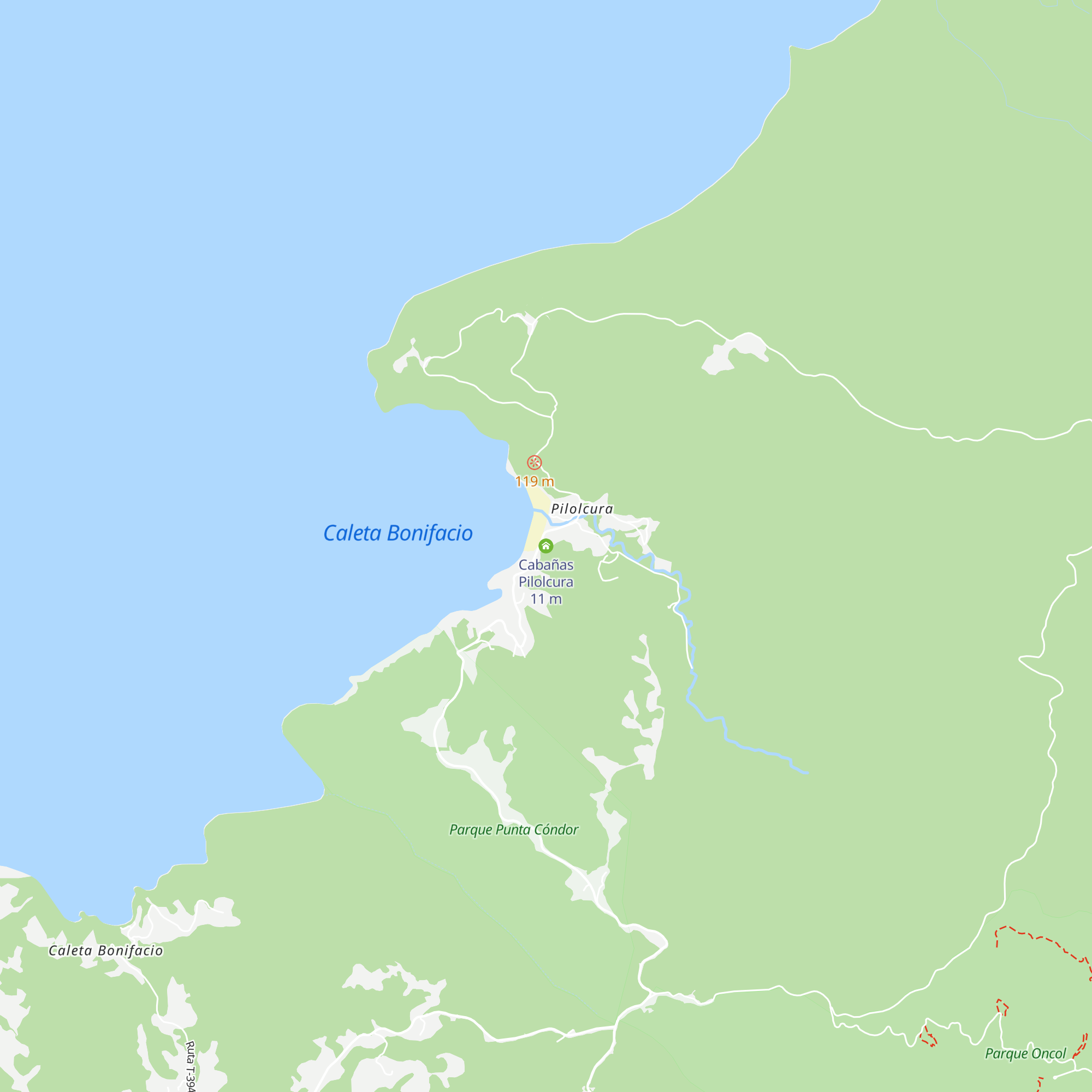 Cabañas Pilolcura map