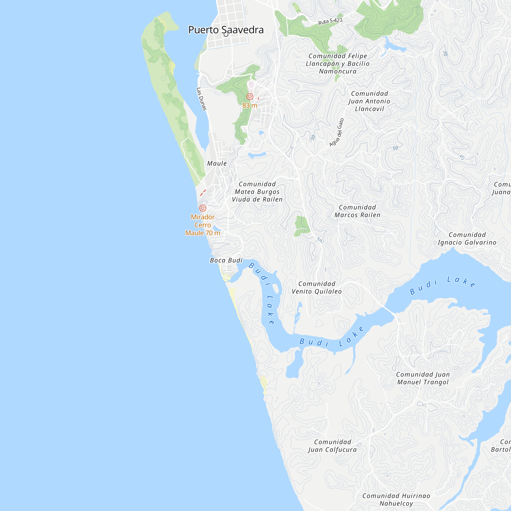 Cabañas del Budi map