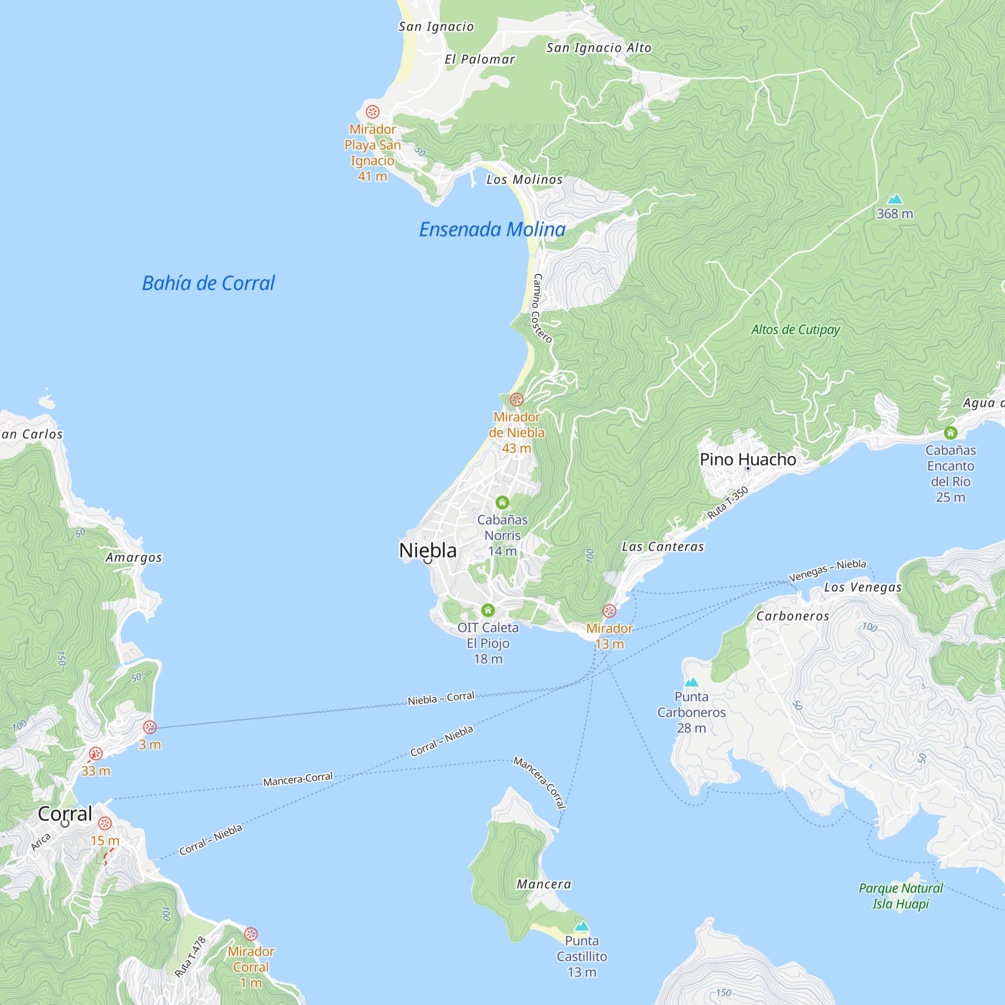 Cabañas Norris map