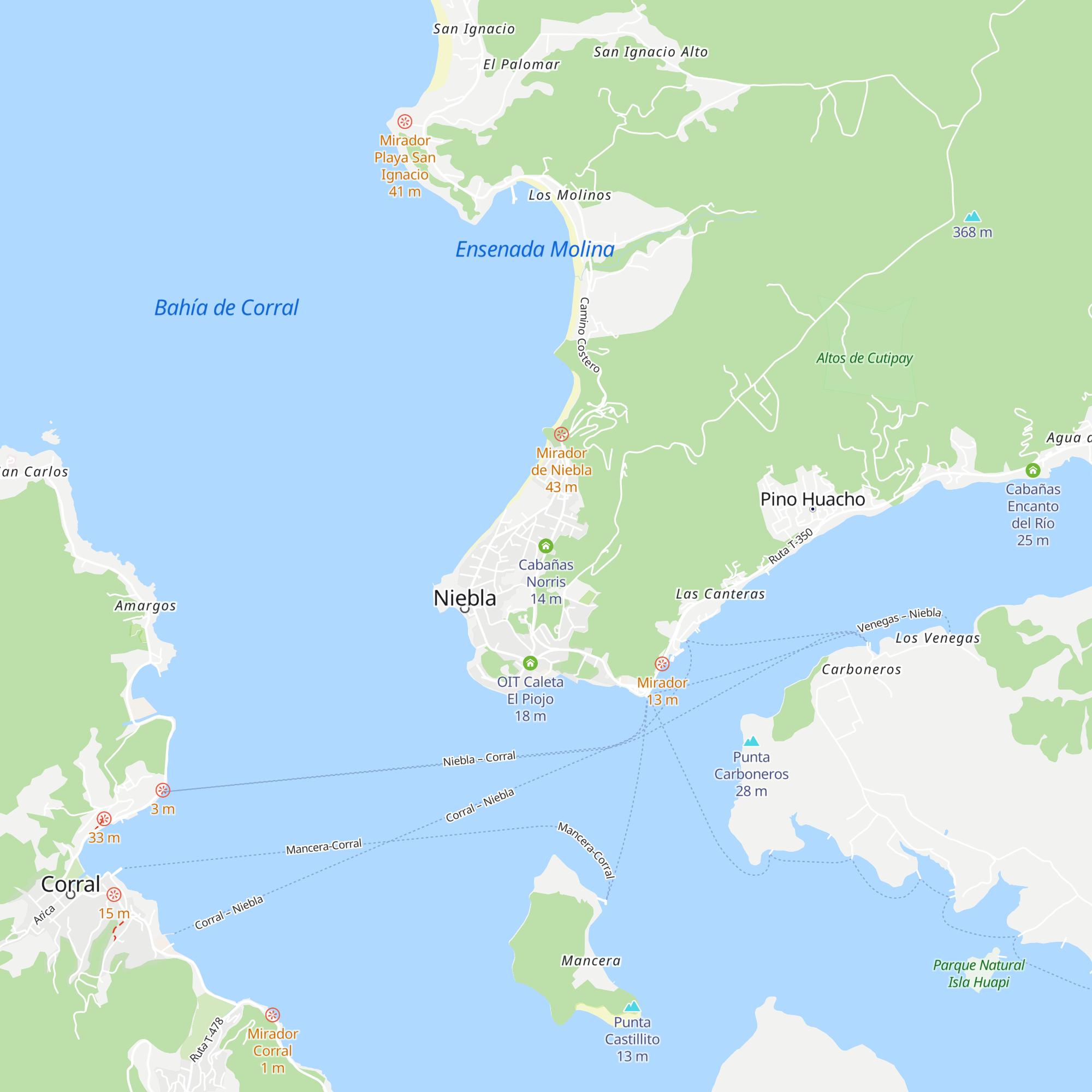 Cabañas Norris map