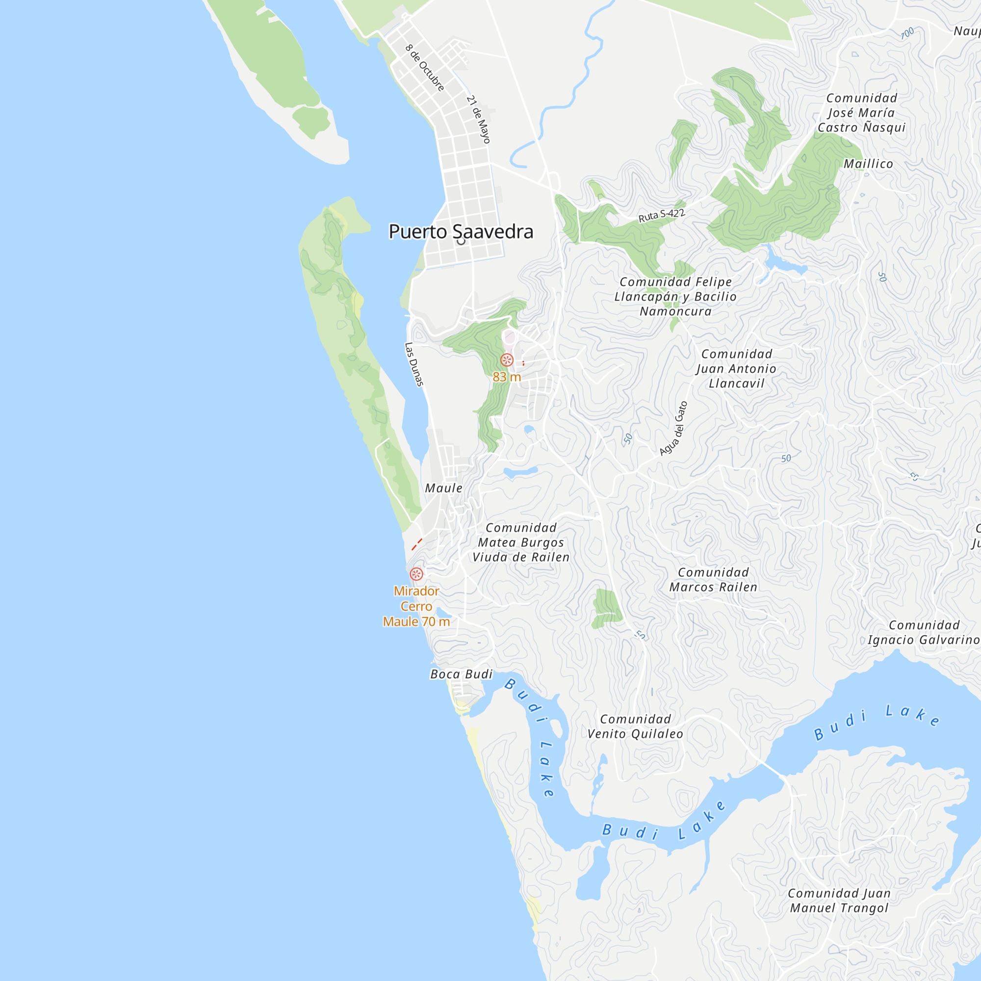 Cabañas peumayen puerto saavedra map