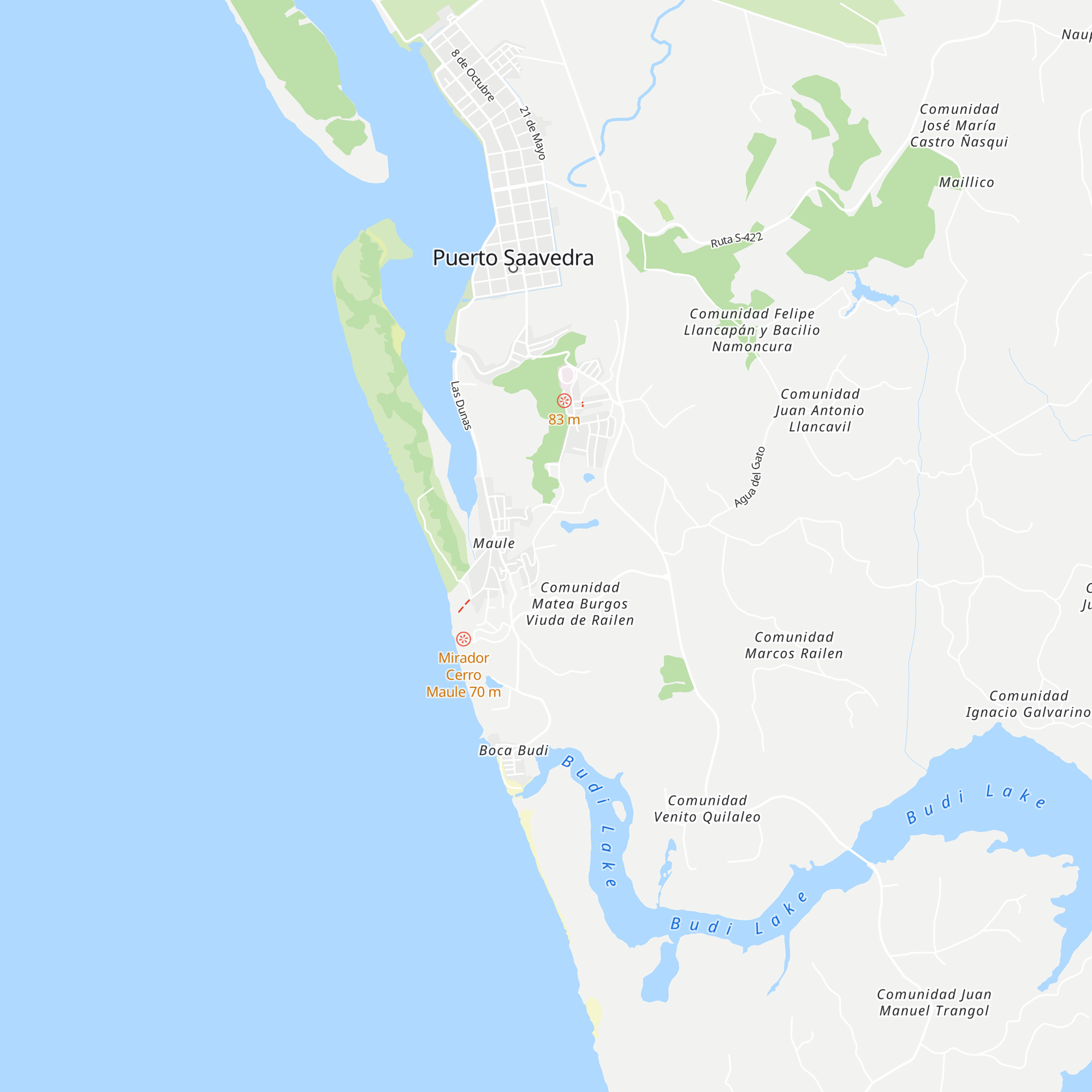 Cabañas peumayen puerto saavedra map