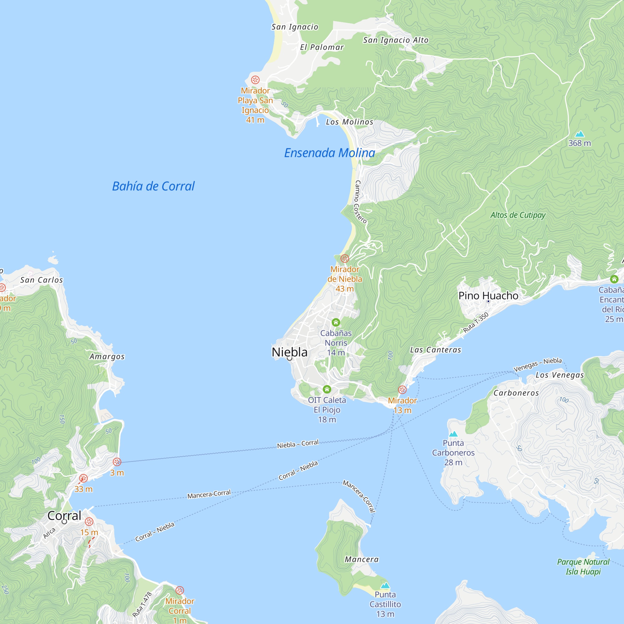 Cabañas Azules map