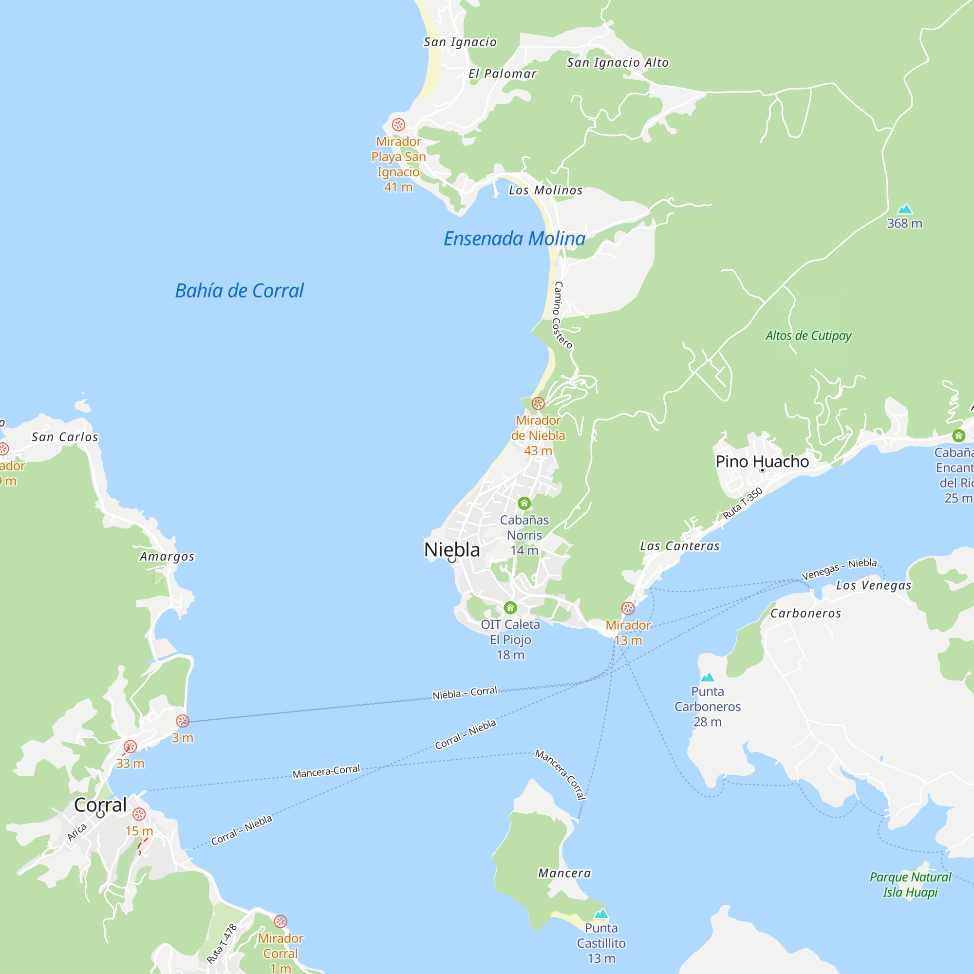 Cabañas Azules map