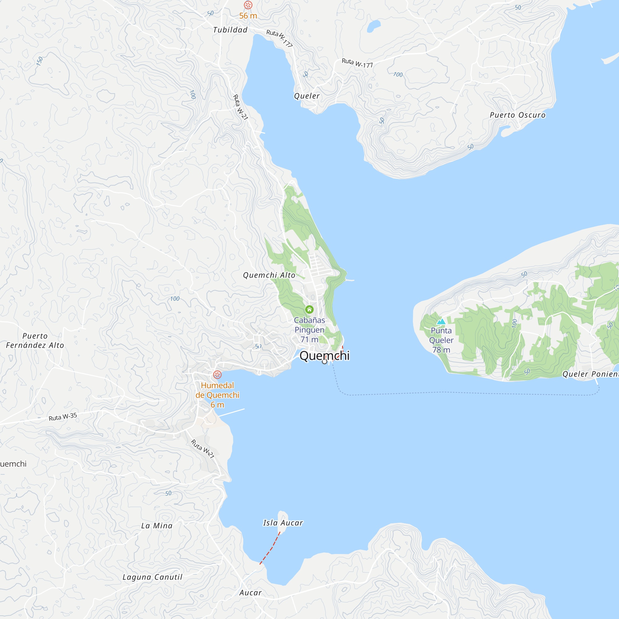 Cabañas Pinguen map