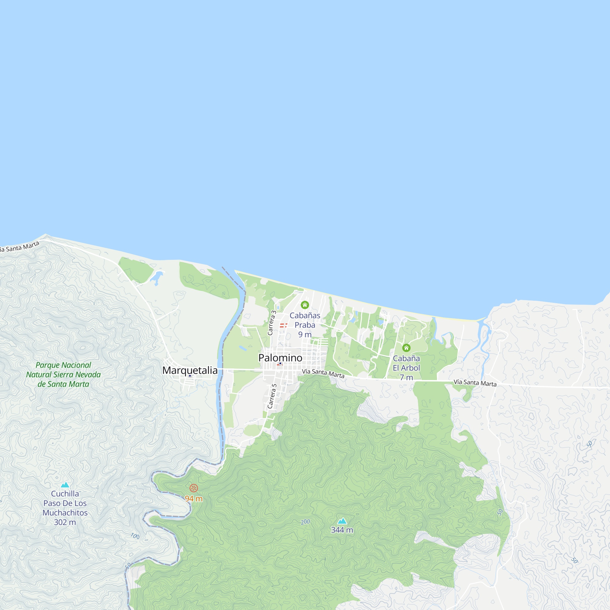 Cabañas Praba map