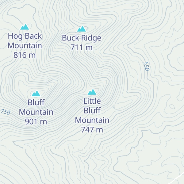 Map of Little Bluff Mountain