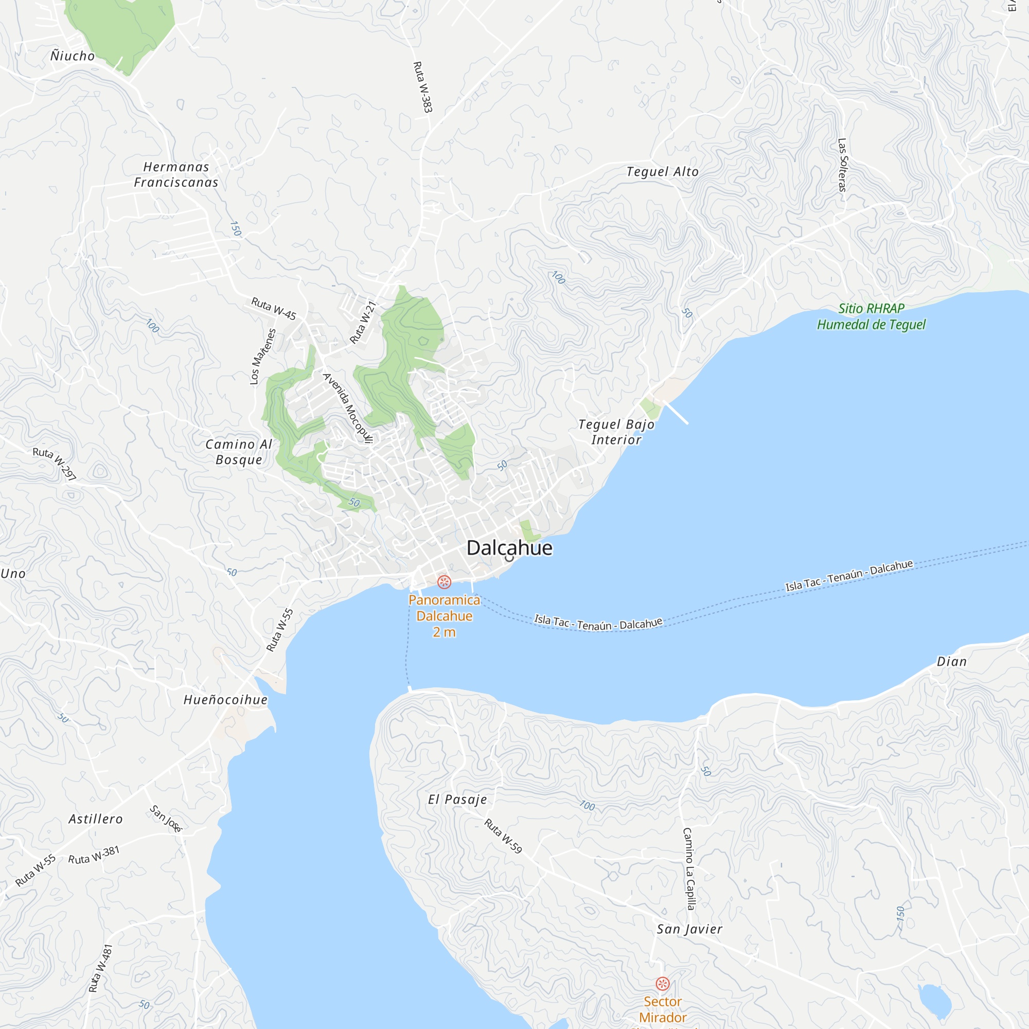 Cabañas Rhucamai map