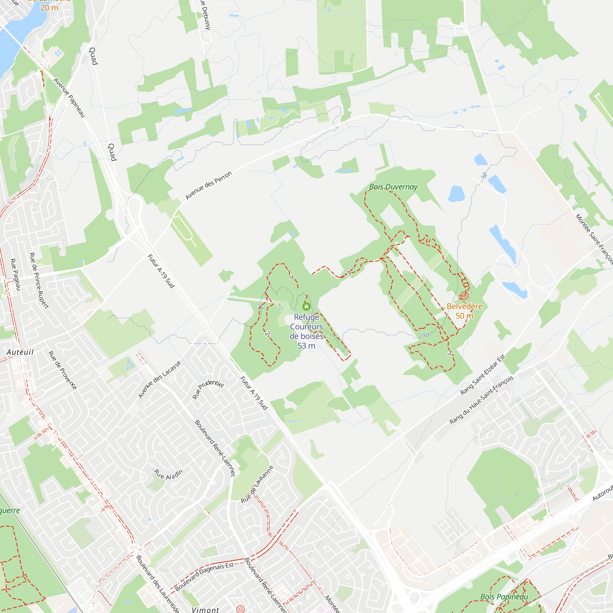 Refuge Coureurs de boisés map